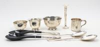 A Collection of Silver Table Articles, various makers, comprising two Revere style bowls, two two-piece salad serving sets, a weighted