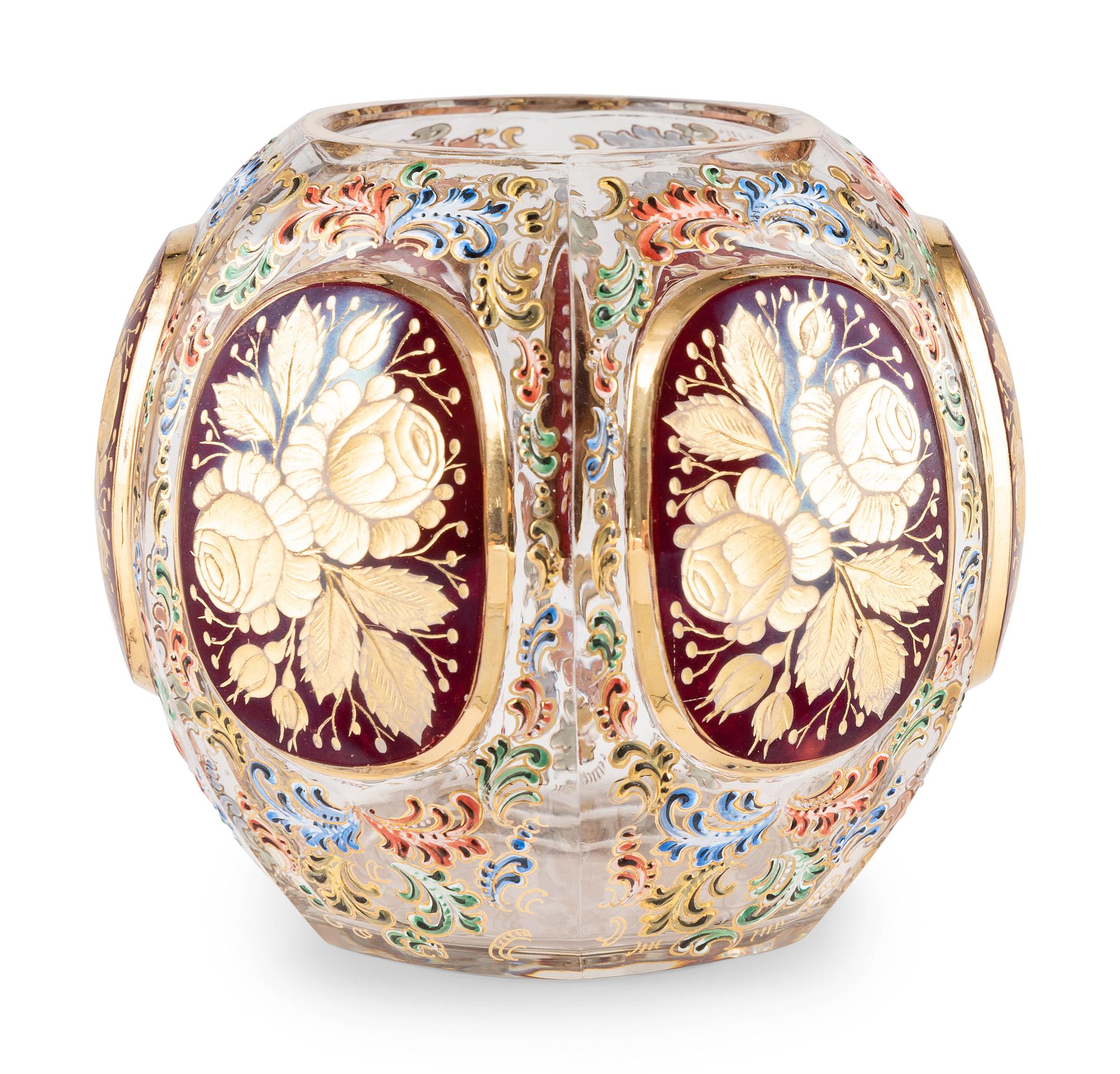 A Moser Enameled Glass Vase