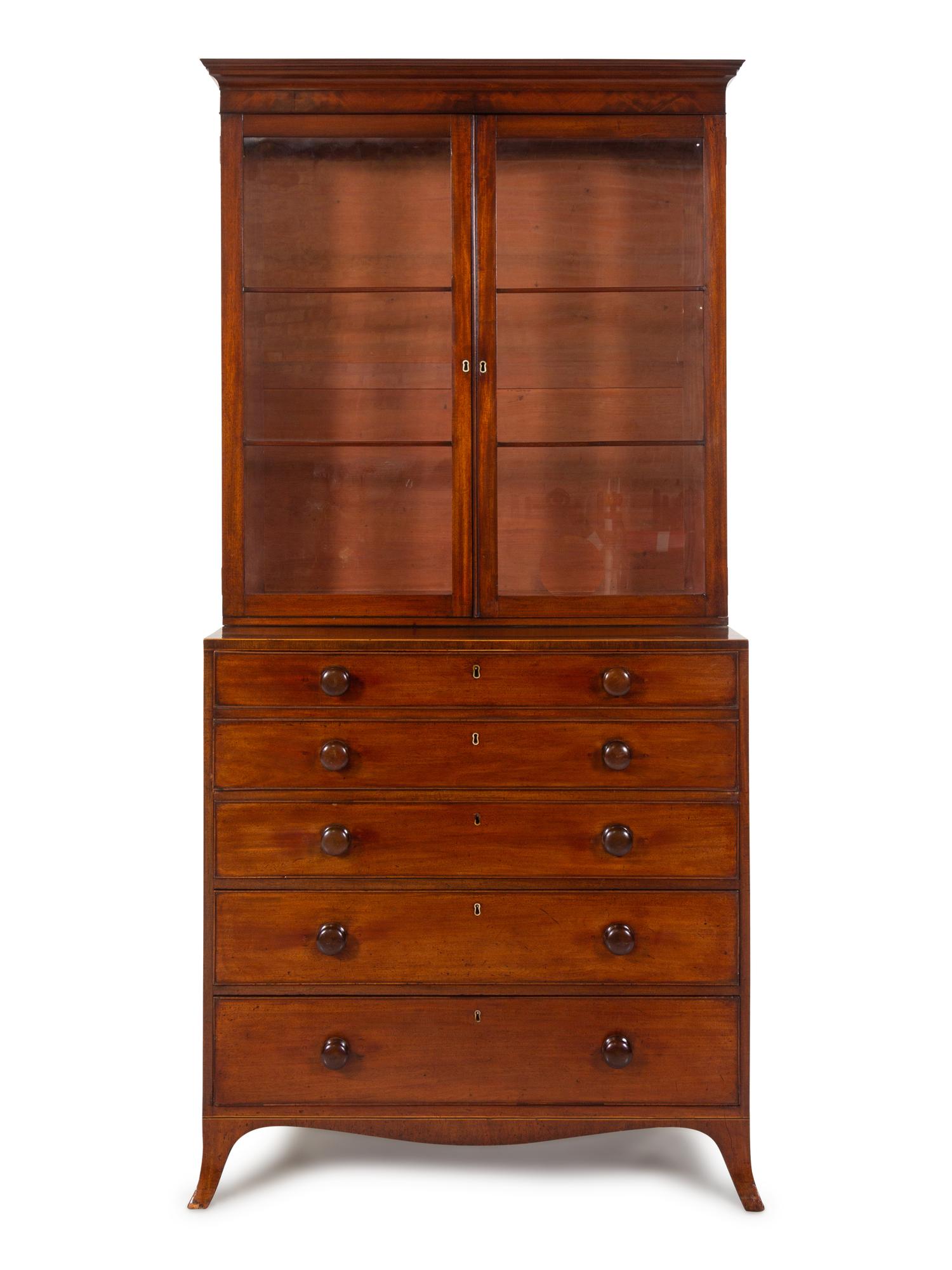 A Regency Mahogany Secretary Bookcase — 19TH CENTURY