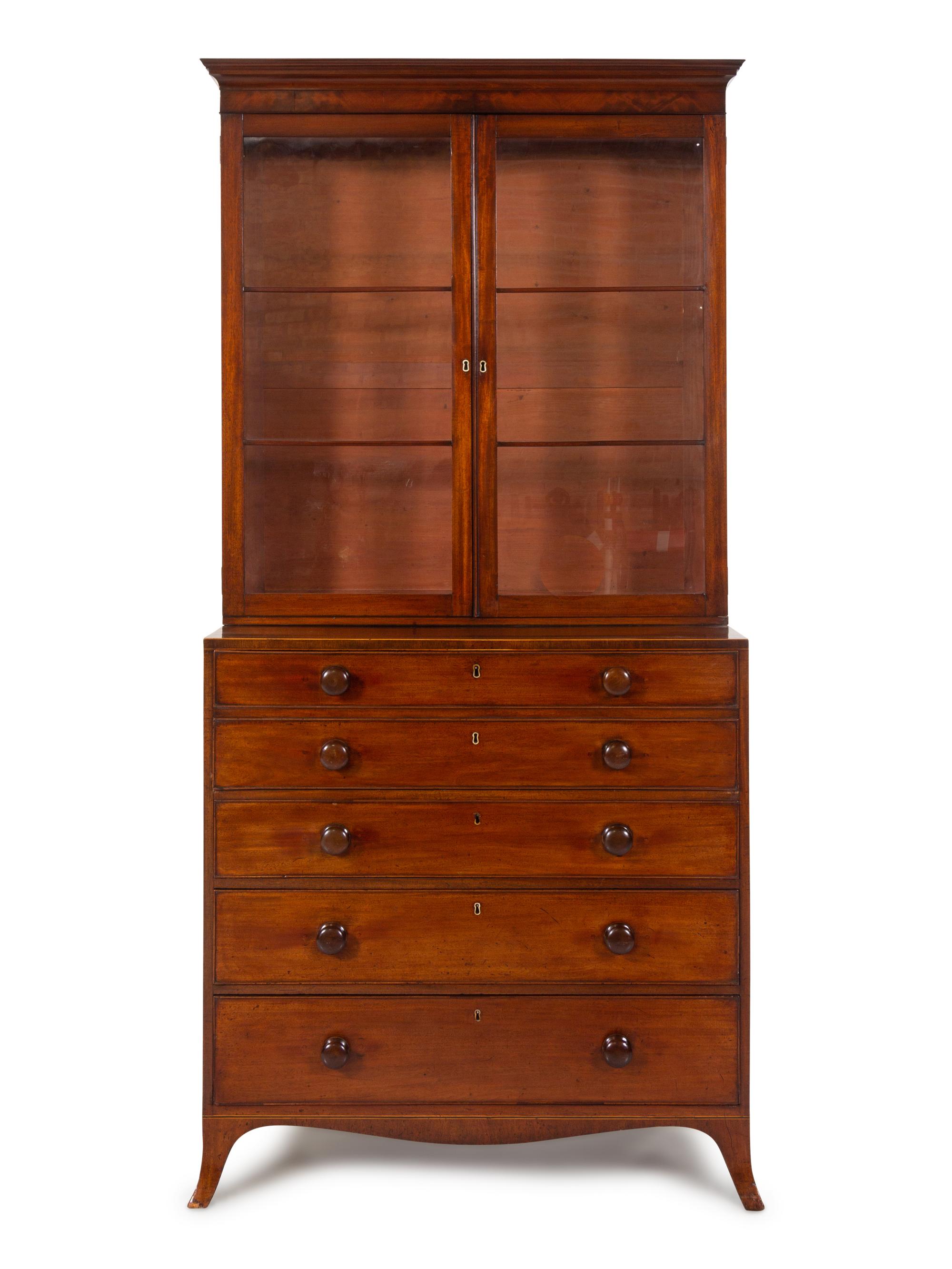 A Regency Mahogany Secretary Bookcase — 19TH CENTURY