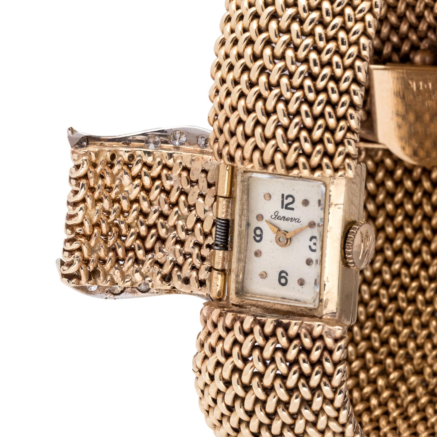 14K YELLOW GOLD AND DIAMOND SURPRISE WATCH