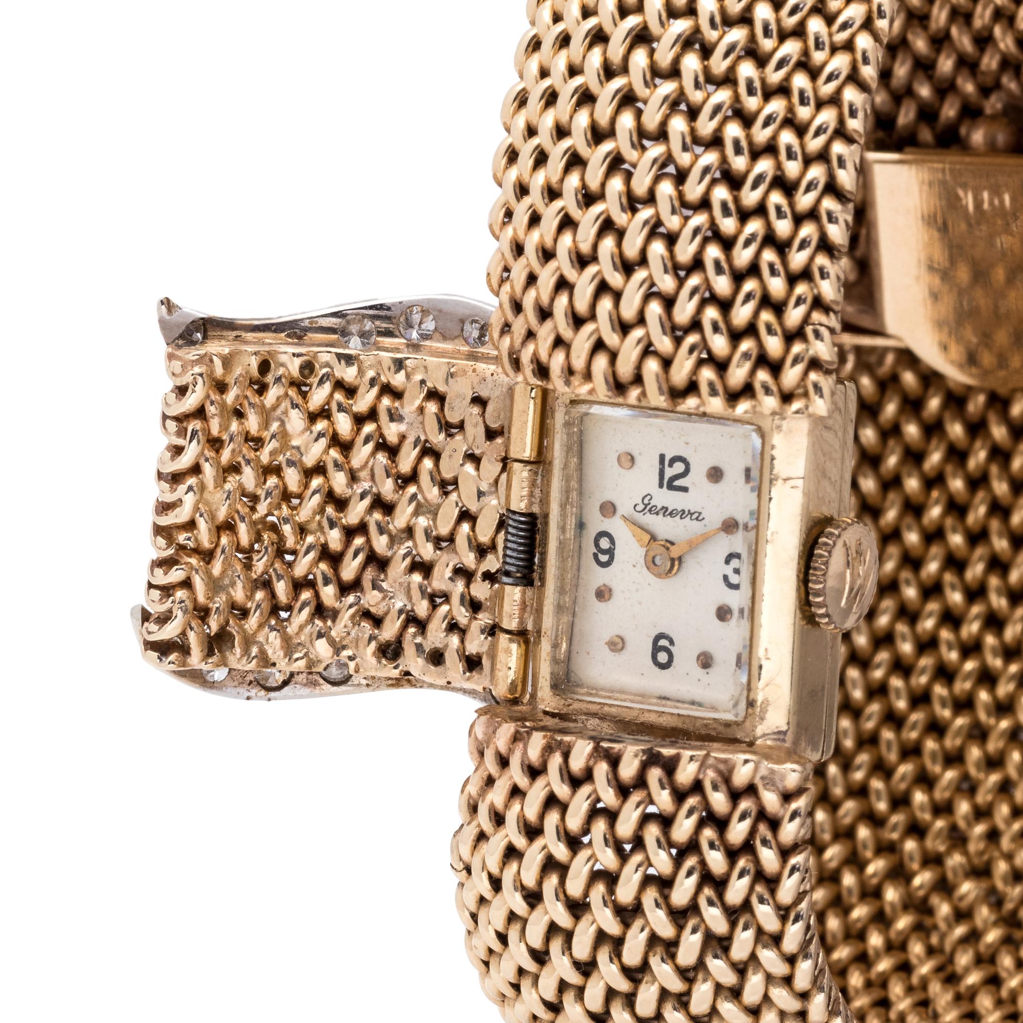 14K YELLOW GOLD AND DIAMOND SURPRISE WATCH