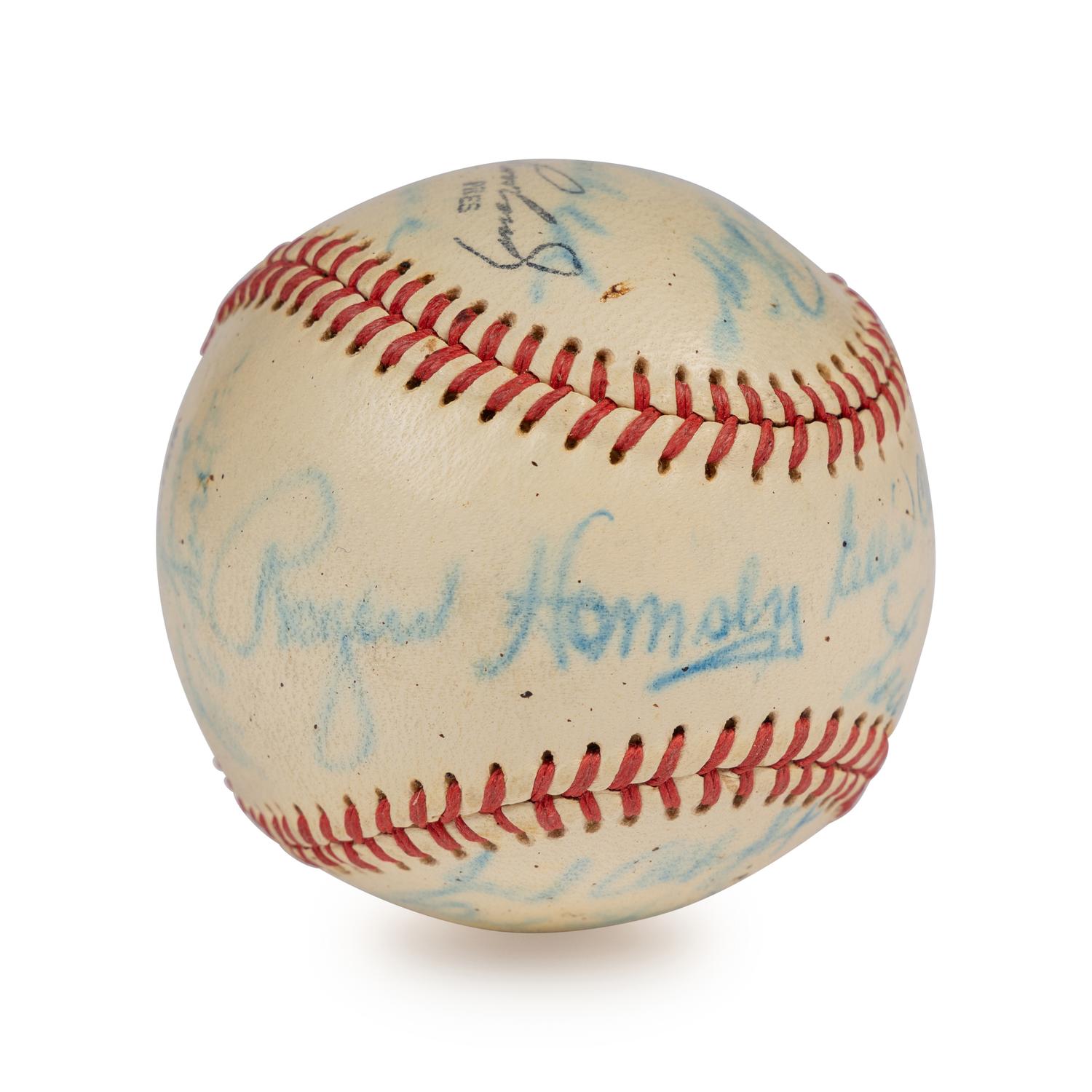 A 1951 Seattle Rainers Team Signed Autograph Baseball Featuring Rogers Hornsby (Beckett Authentication Services Letter),