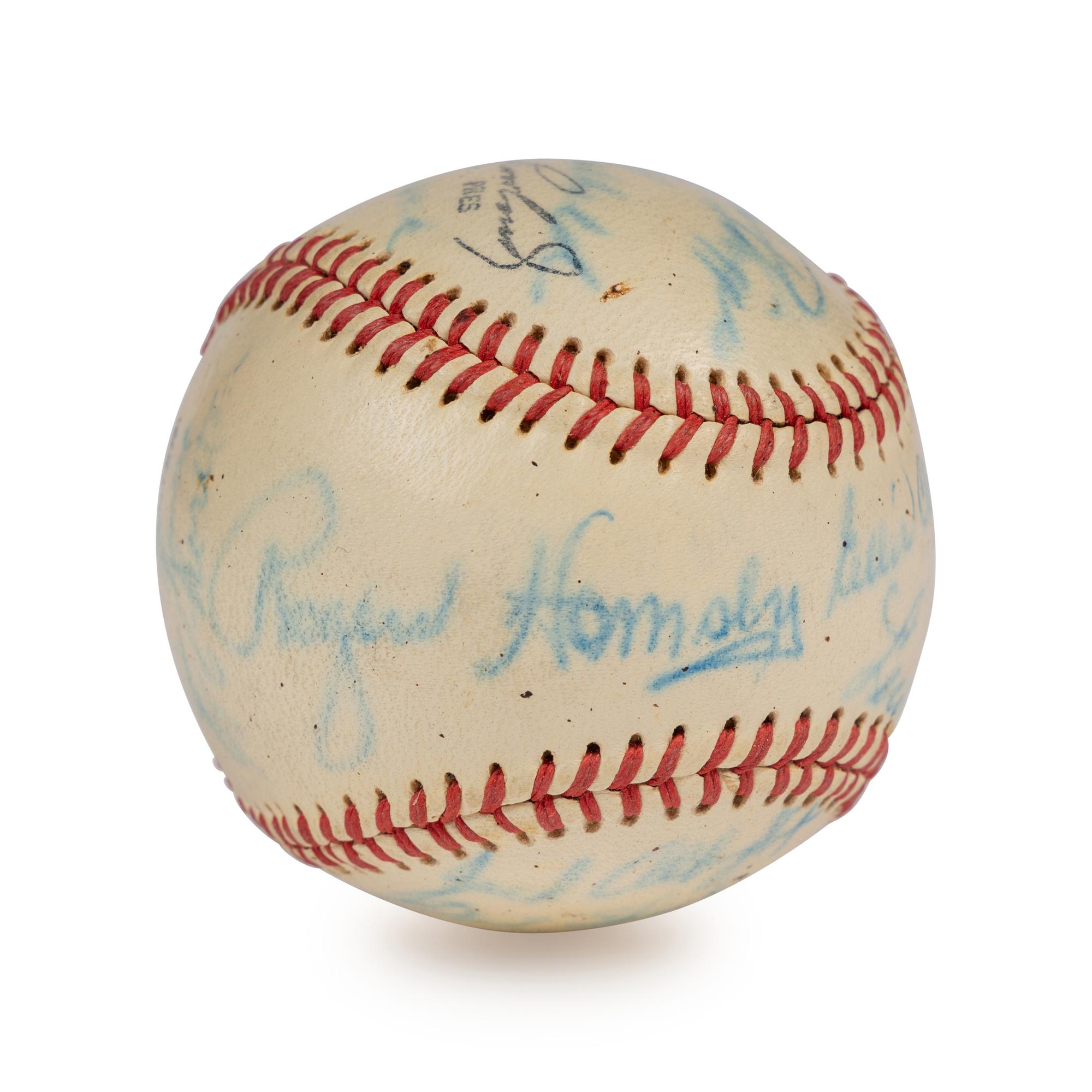 A 1951 Seattle Rainers Team Signed Autograph Baseball Featuring Rogers Hornsby (Beckett Authentication Services Letter),