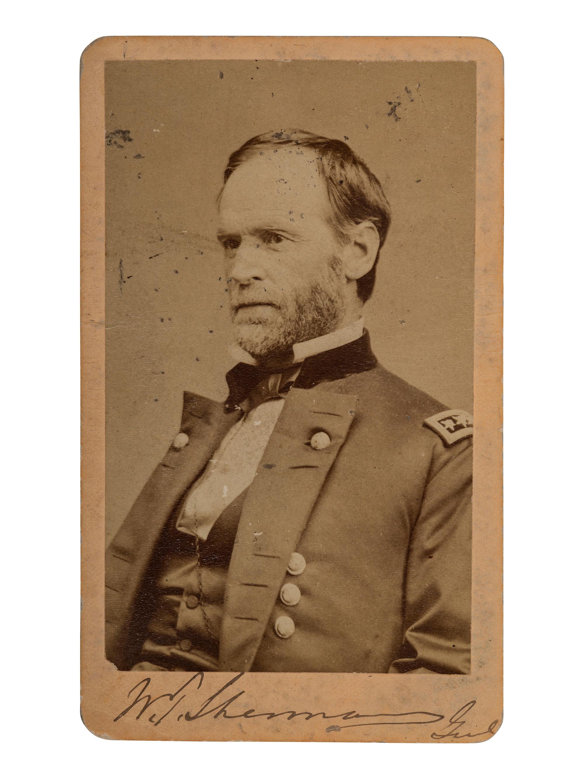 [CIVIL WAR]. SHERMAN, William Tecumseh (1820-1891). Autographed CDV as major general. N.p., n.d.