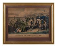 [CIVIL WAR]. A group of 6 prints featuring Civil War scenes and personalities, highlighted by tobacco advertisement illustrating Stonewall Jackson.