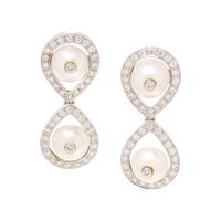 CULTURED PEARL AND DIAMOND EARRINGS