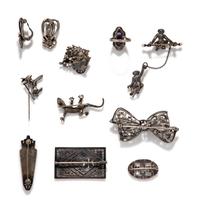 COLLECTION OF ANTIQUE AND ART DECO MARCASITE AND SILVER JEWELRY