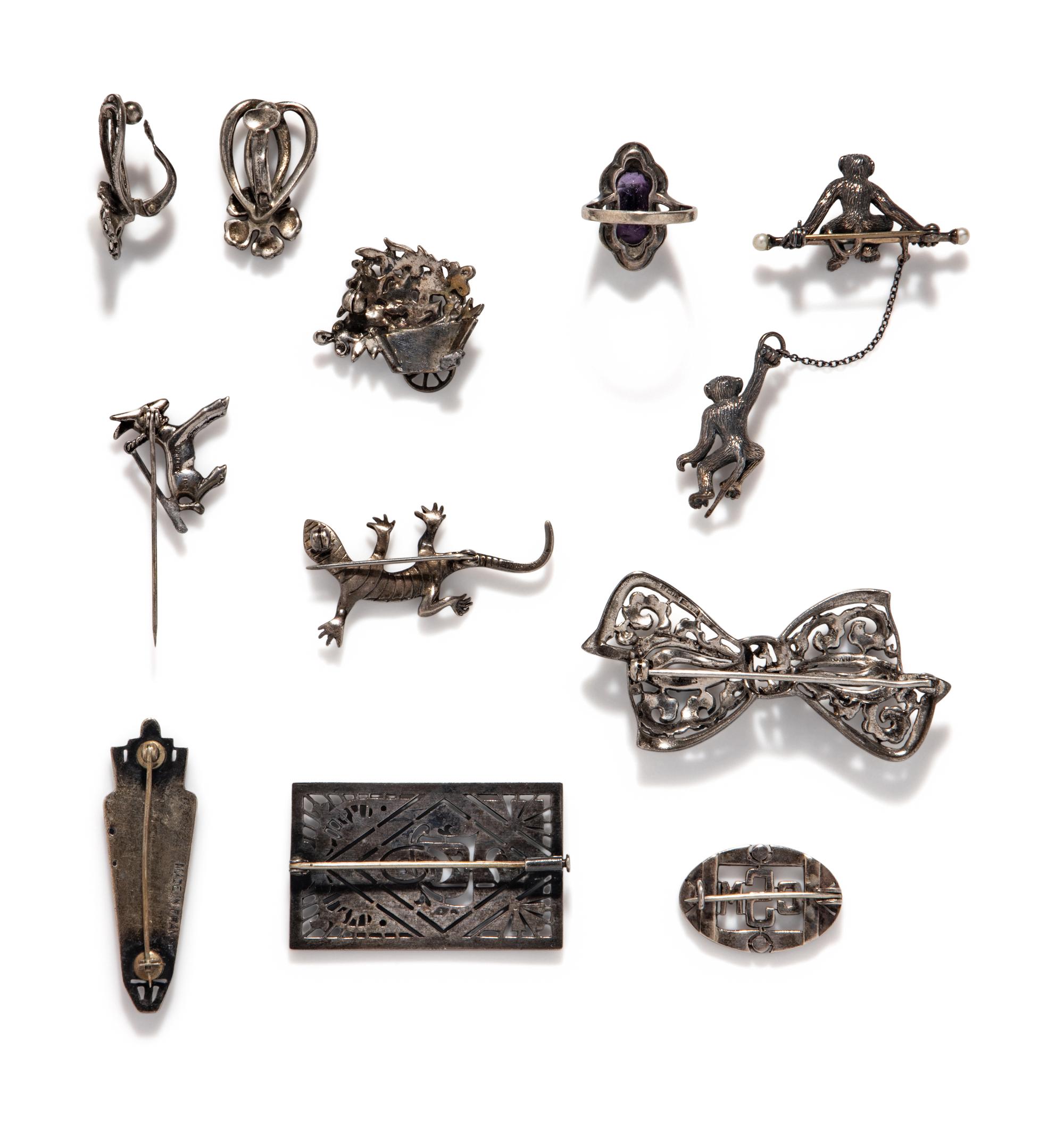 COLLECTION OF ANTIQUE AND ART DECO MARCASITE AND SILVER JEWELRY