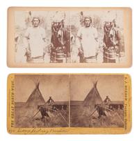 [NATIVE AMERICANS]. 2 stereoviews by RINEHART and MORROW, incl. Sioux Jerking Venison .