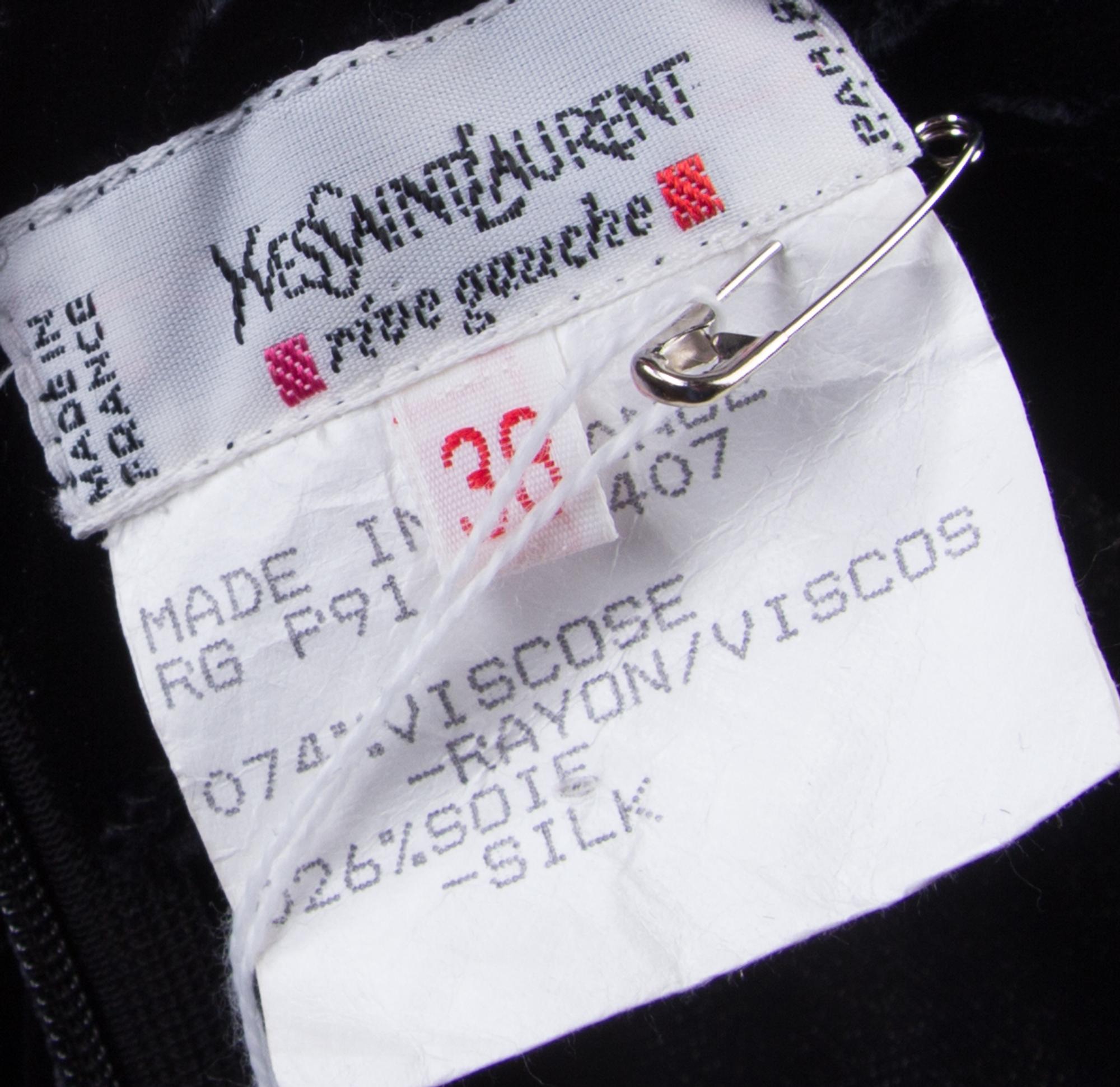 An Yves Saint Laurent Black Velvet Tunic, Size 38.