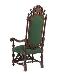 A William and Mary Style Carved Walnut Armchair