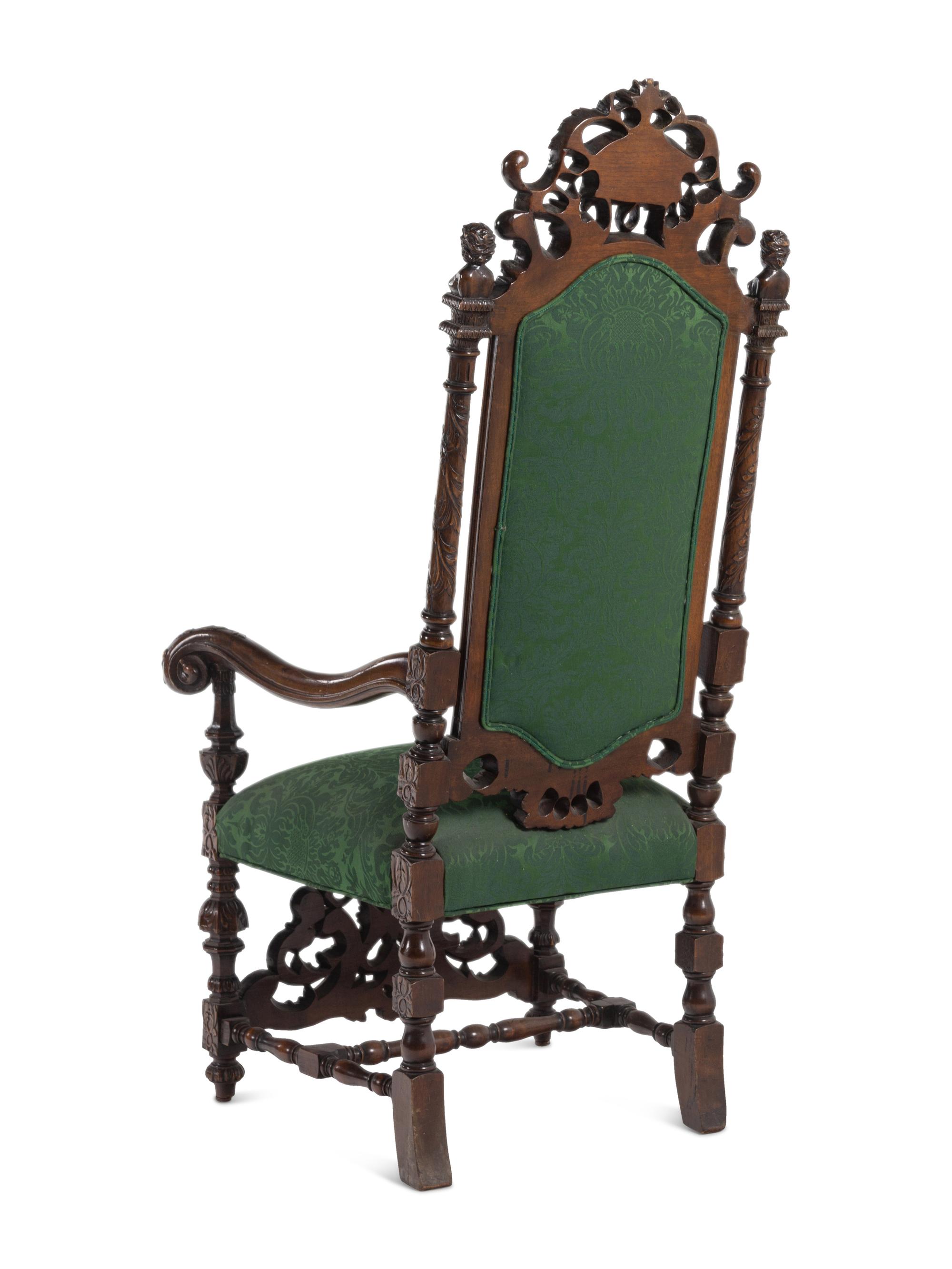 A William and Mary Style Carved Walnut Armchair