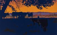 Bill Schenck (American, b. 1947) — Longhorns in the Shade , 1993