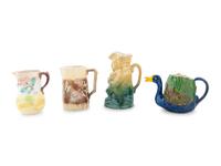 A Group of Nine Majolica Pitchers