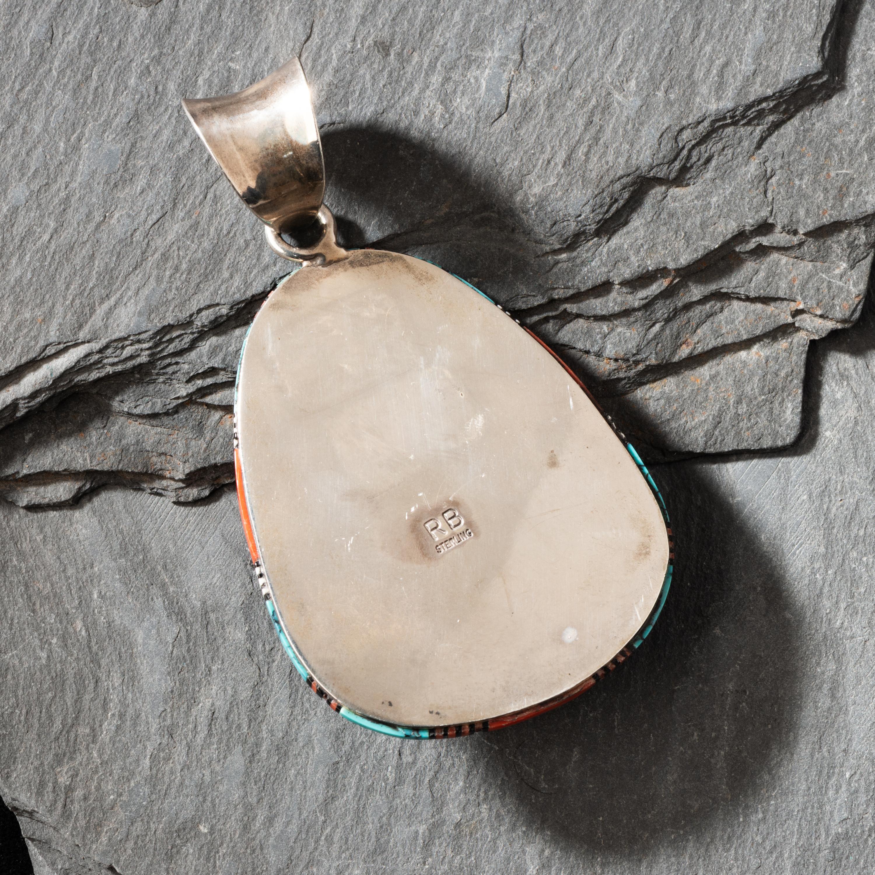 Richard S. Begay (Diné, b. 1943) — Sterling Silver, Coral, and Turquoise Pendant