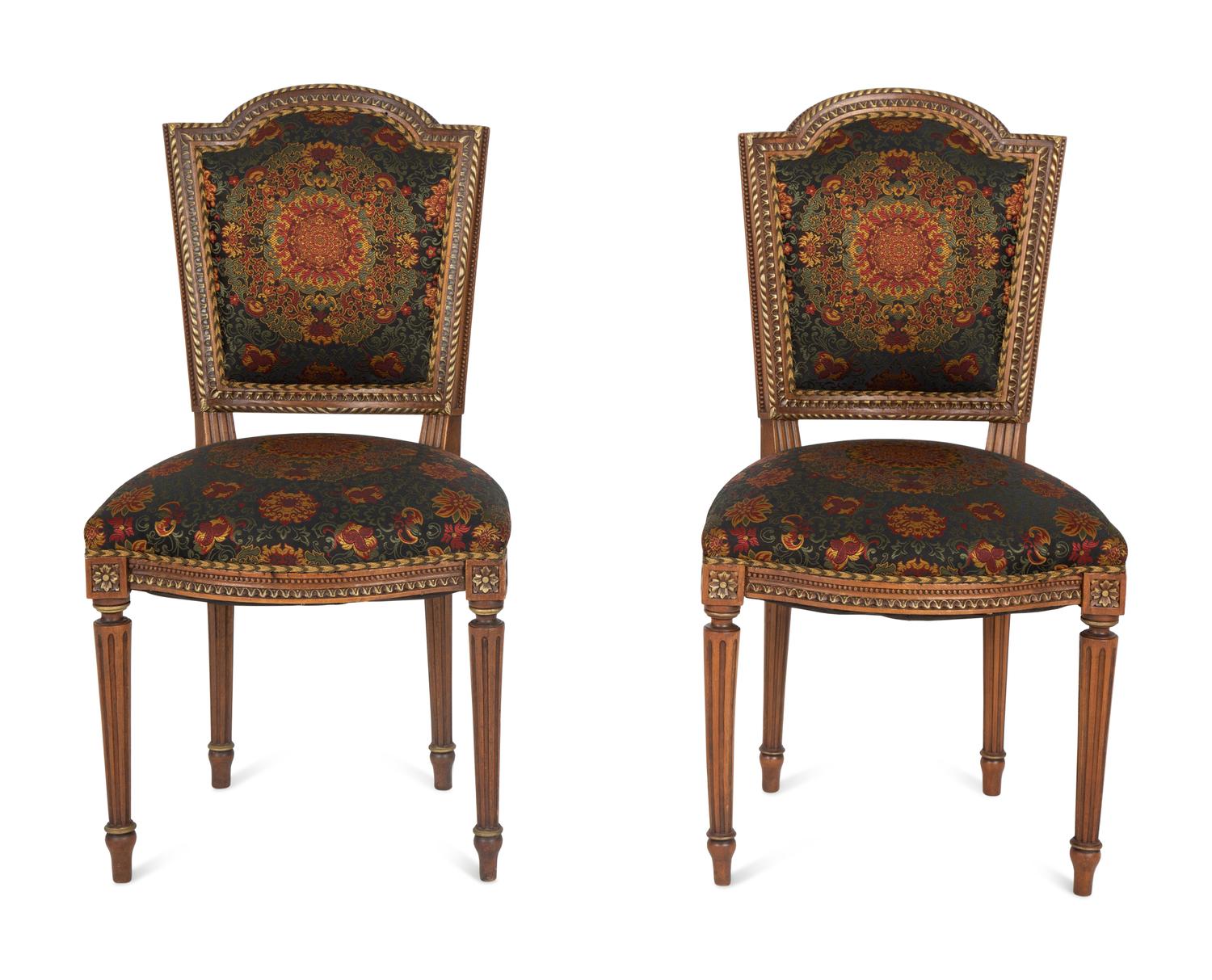 A Pair of Louis XVI Style Mahogany Side Chairs