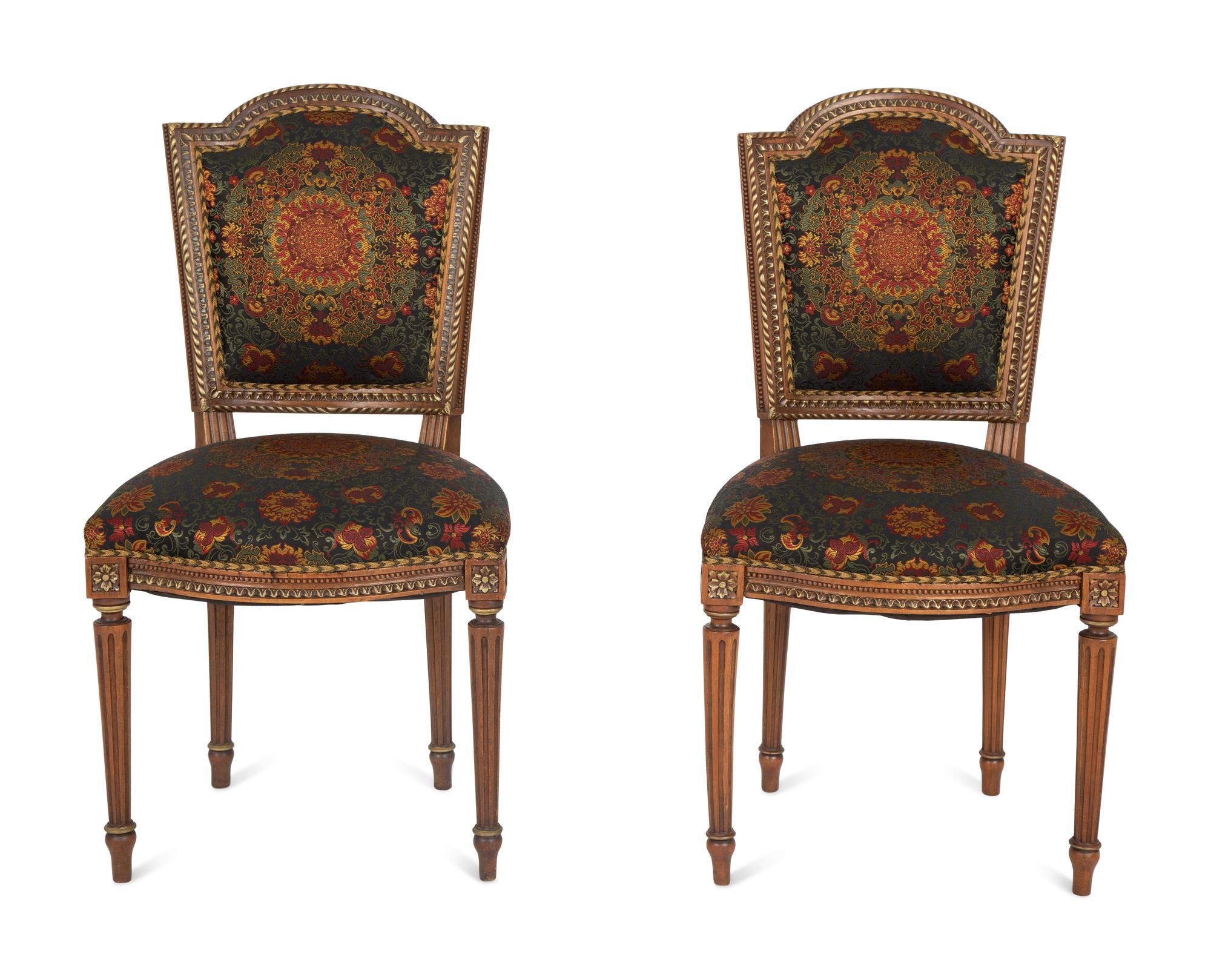 A Pair of Louis XVI Style Mahogany Side Chairs