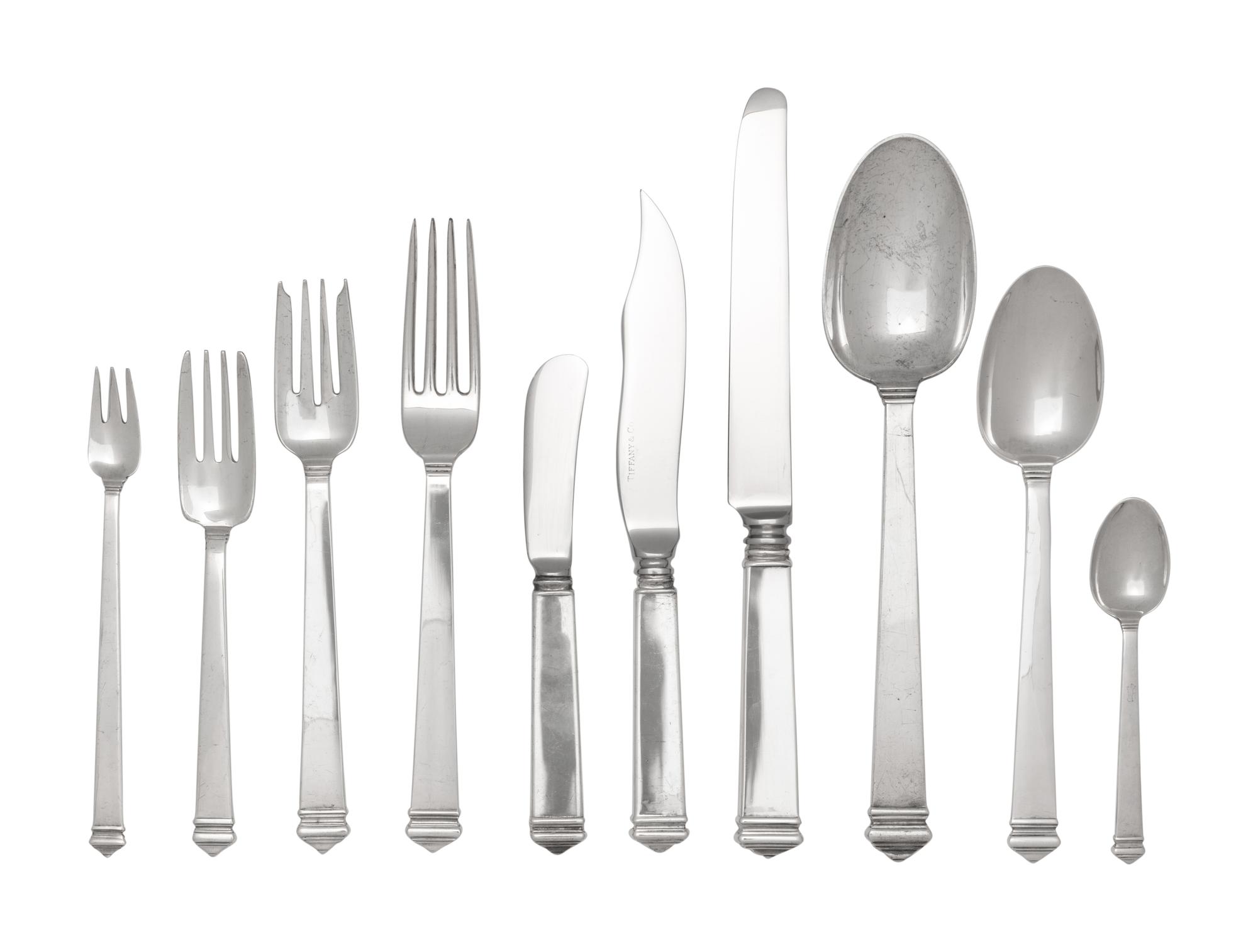 An Extensive Tiffany and Co. Silver Flatware Service