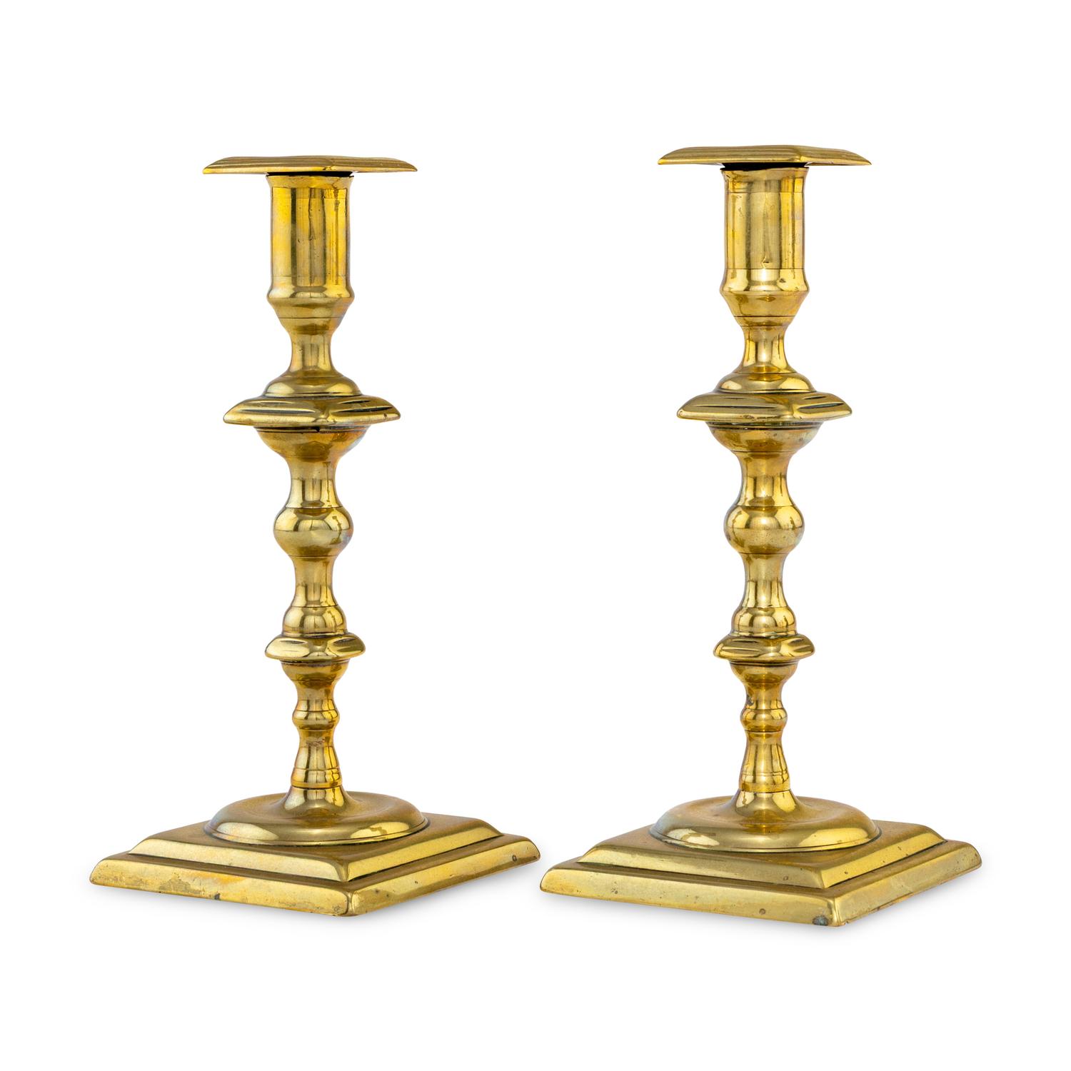 A Pair of English Brass Candlesticks