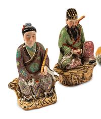 A Set of Eight Chinese Enameled Porcelain Figures of Immortals