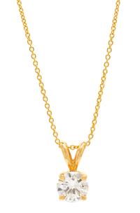 A Yellow Gold and Diamond Solitaire Pendant, 1.30 dwts.