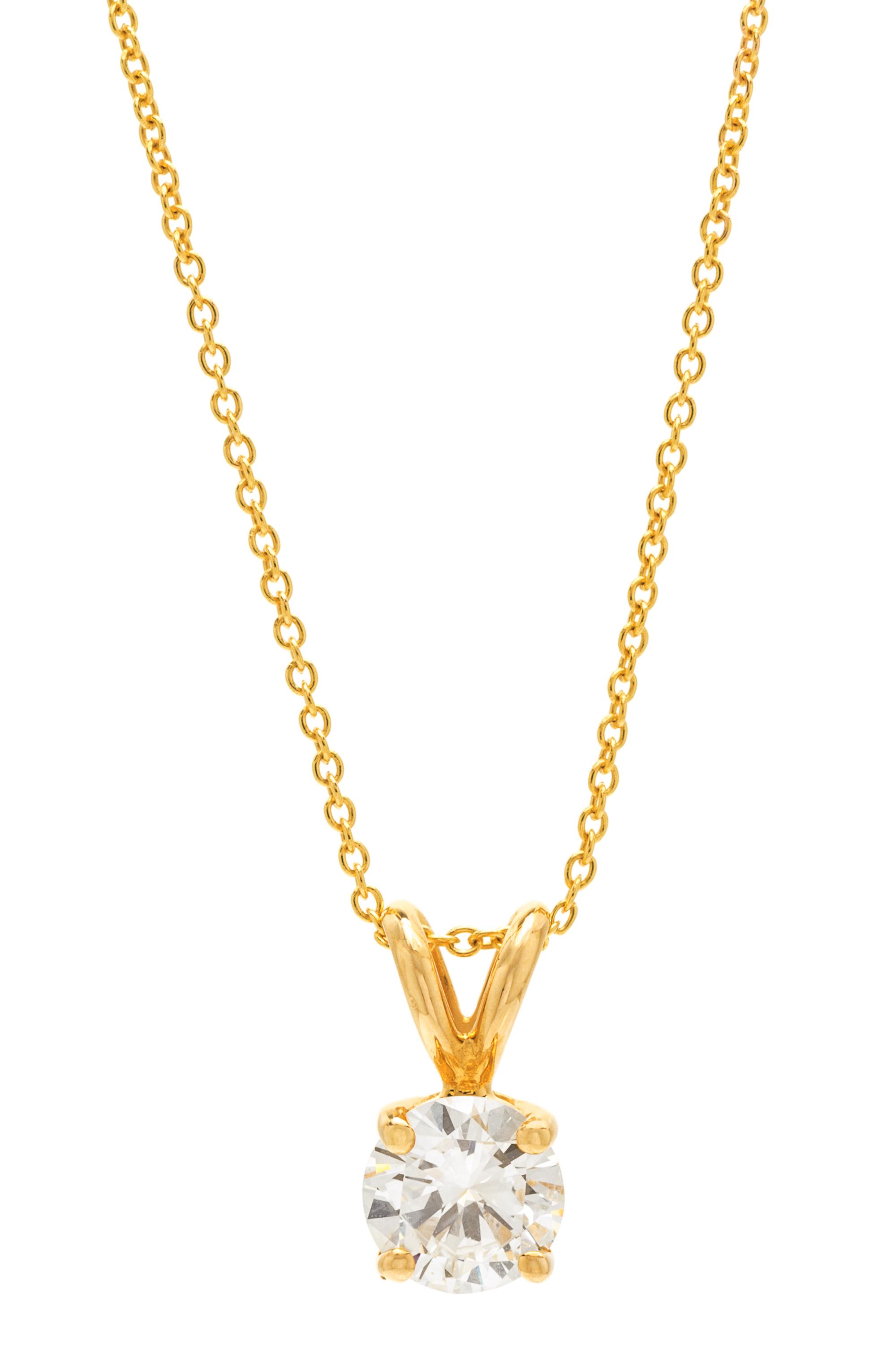A Yellow Gold and Diamond Solitaire Pendant, 1.30 dwts.