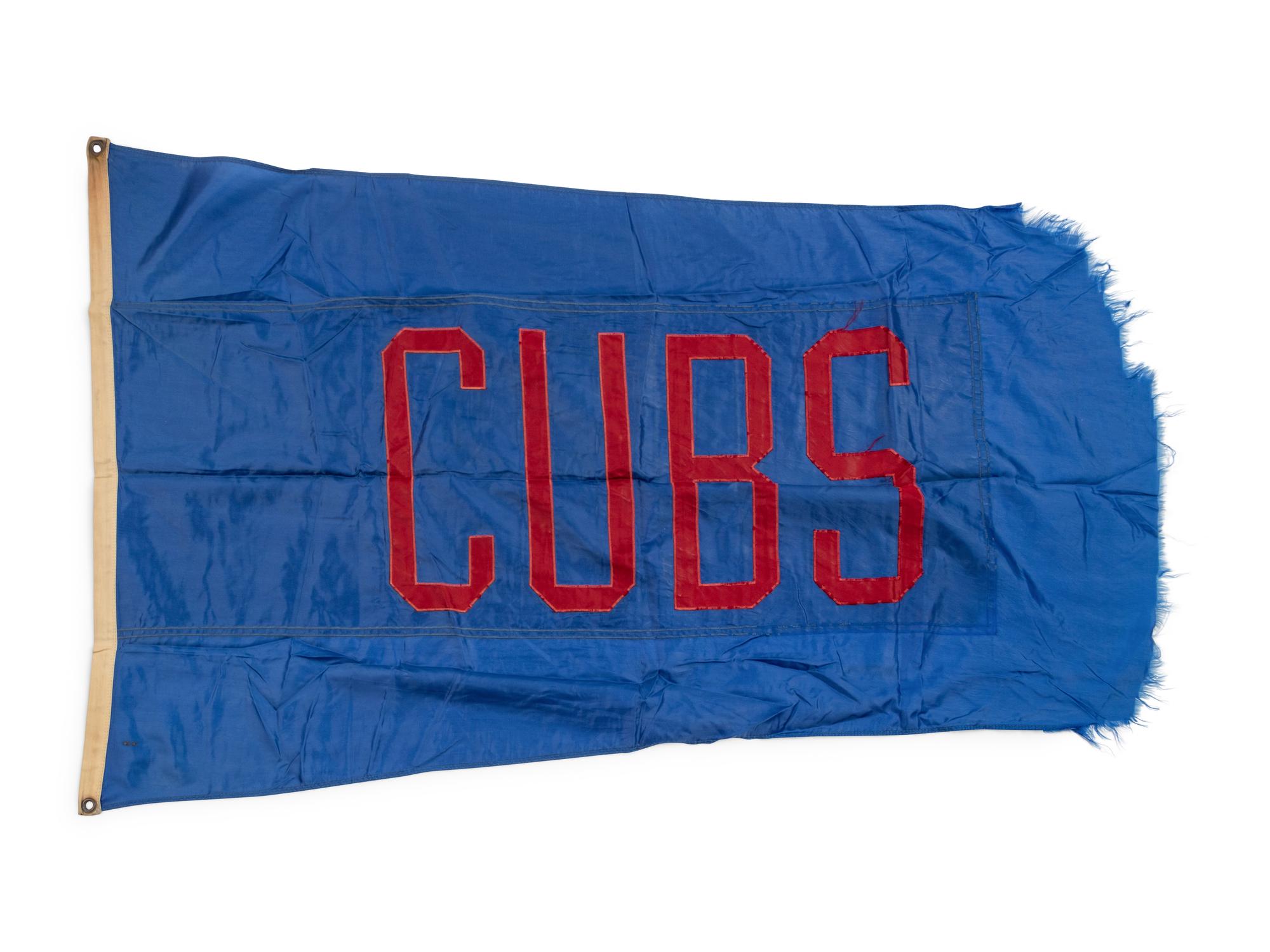 A Chicago Cubs Flag Once Flown on Wrigley Field Scoreboard Collected by Former Chicago Cubs Wrigley Field Head Scorekeeper,