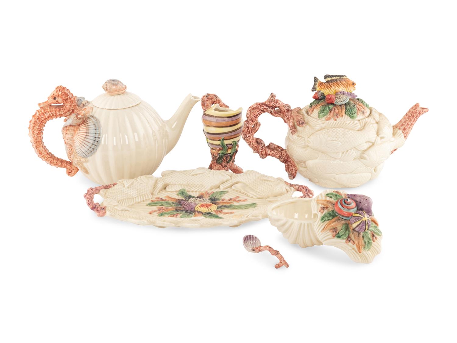 A Group of Fitz and Floyd Seashell-Themed Ceramic Articles