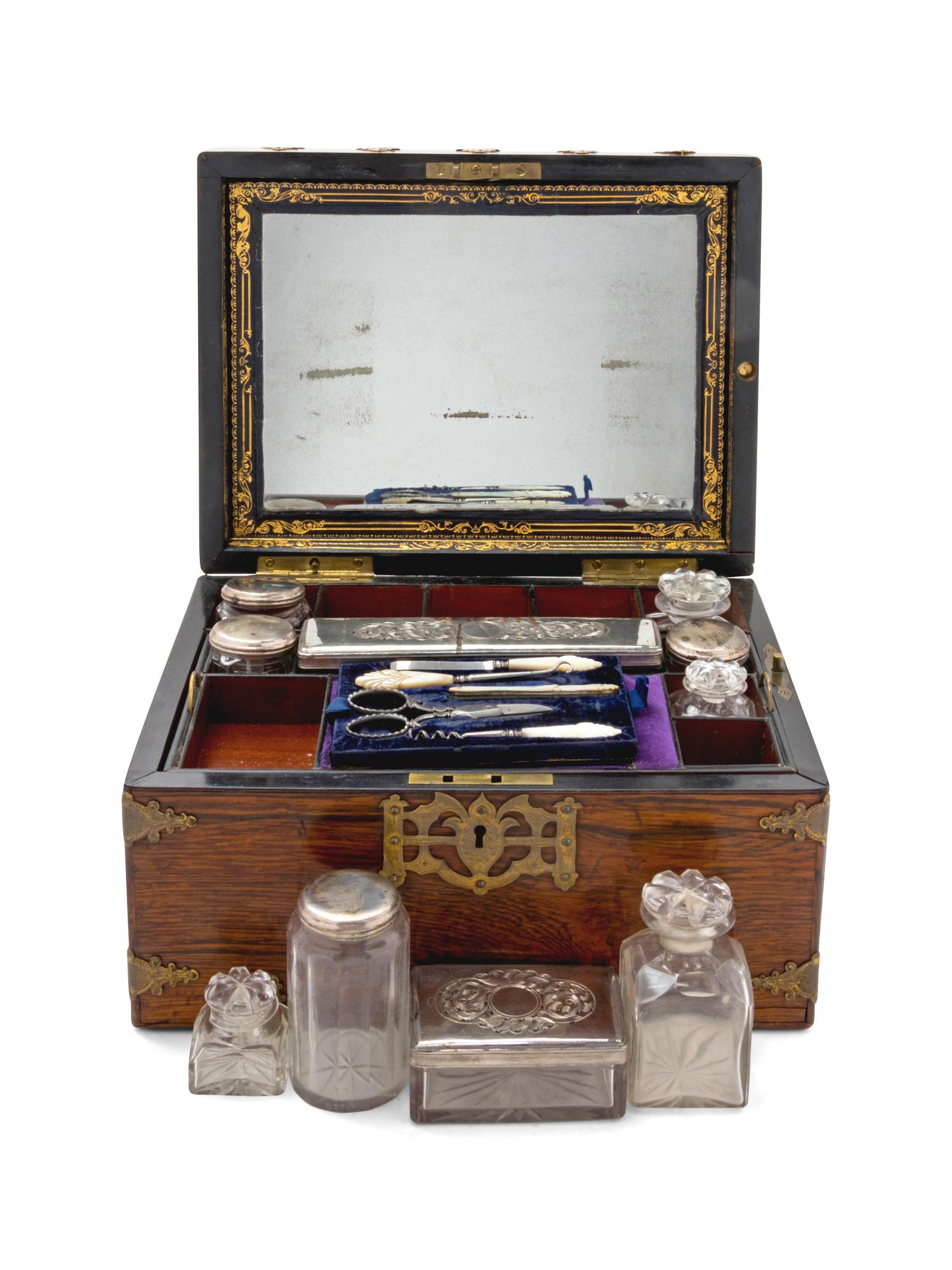 A Victorian Brass Mounted Dressing Case