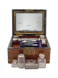 A Victorian Brass Mounted Dressing Case