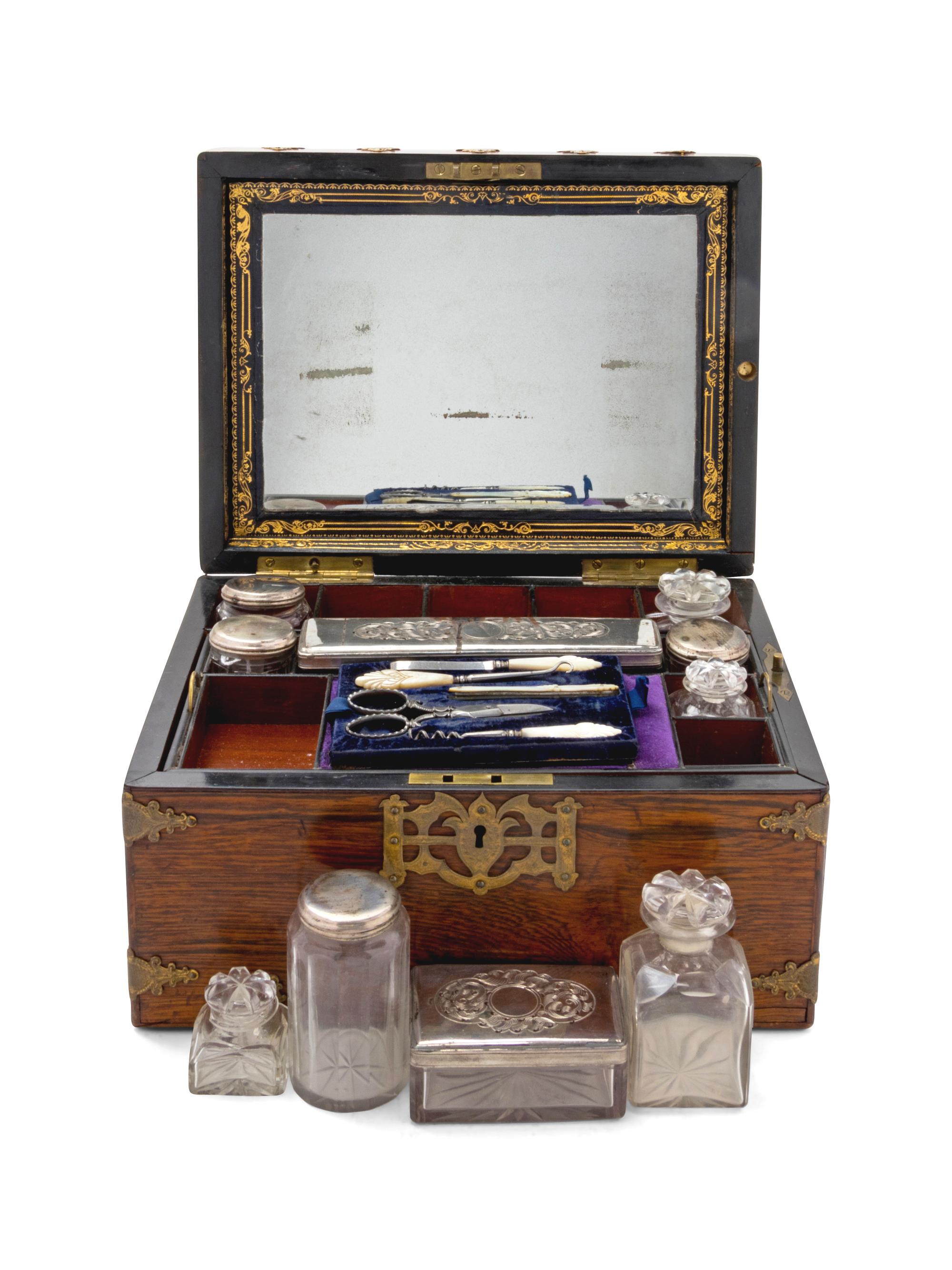A Victorian Brass Mounted Dressing Case