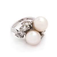 CULTURED PEARL AND DIAMOND RING