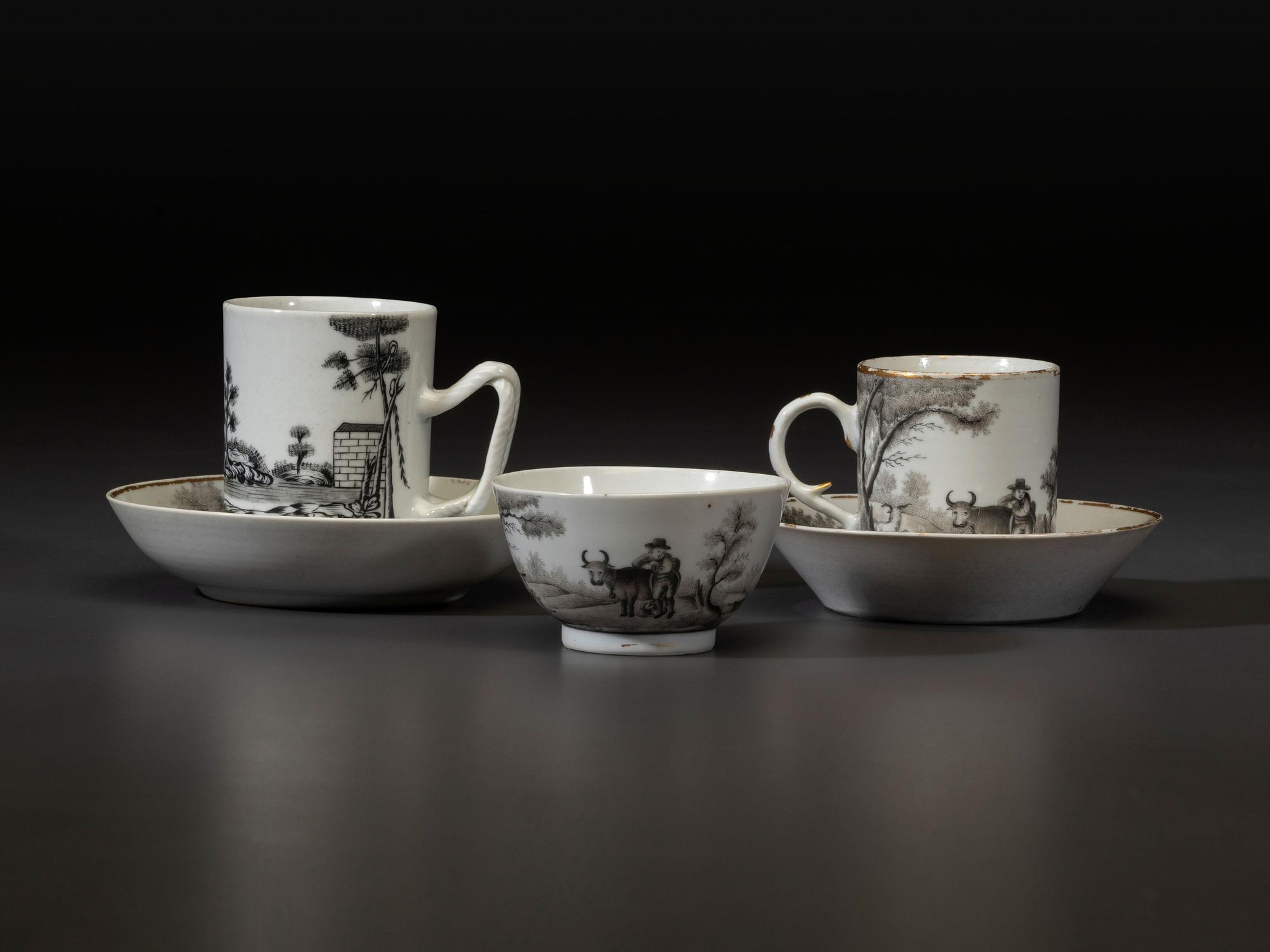 Six Chinese Export Porcelain 'Quaker Farmer' Articles
