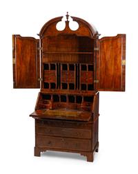 A George II Crossbanded Walnut Secretary Bookcase