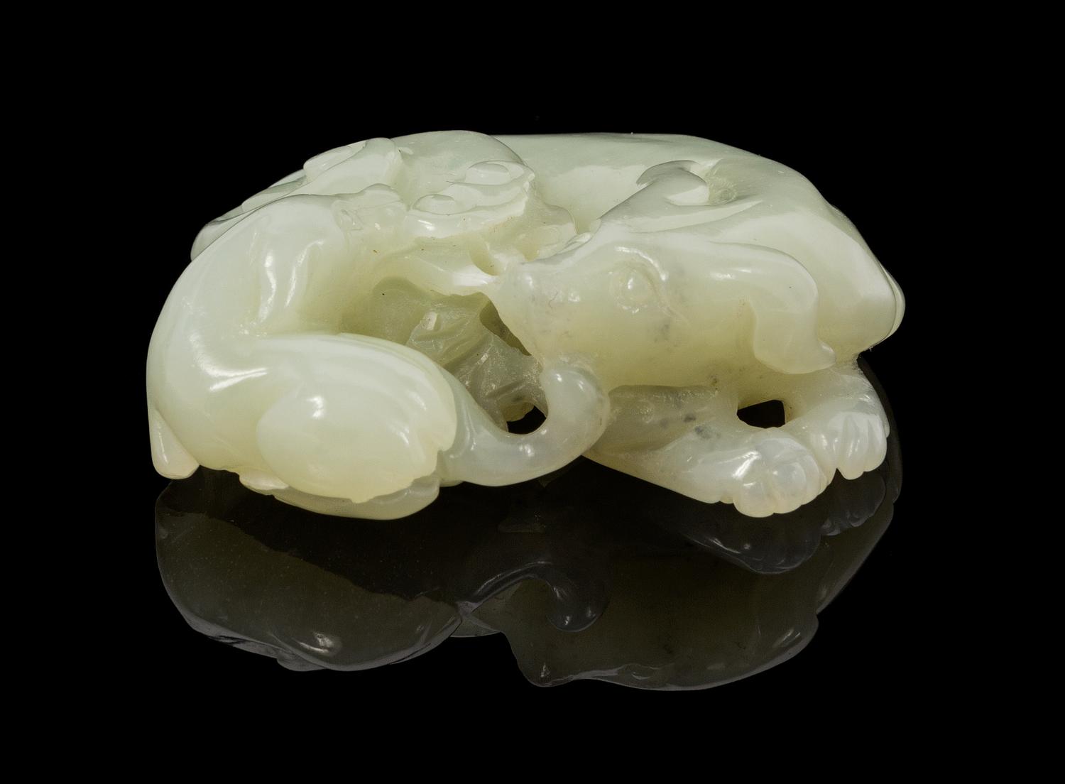 A Celadon Jade Toggle Length 2 inches.