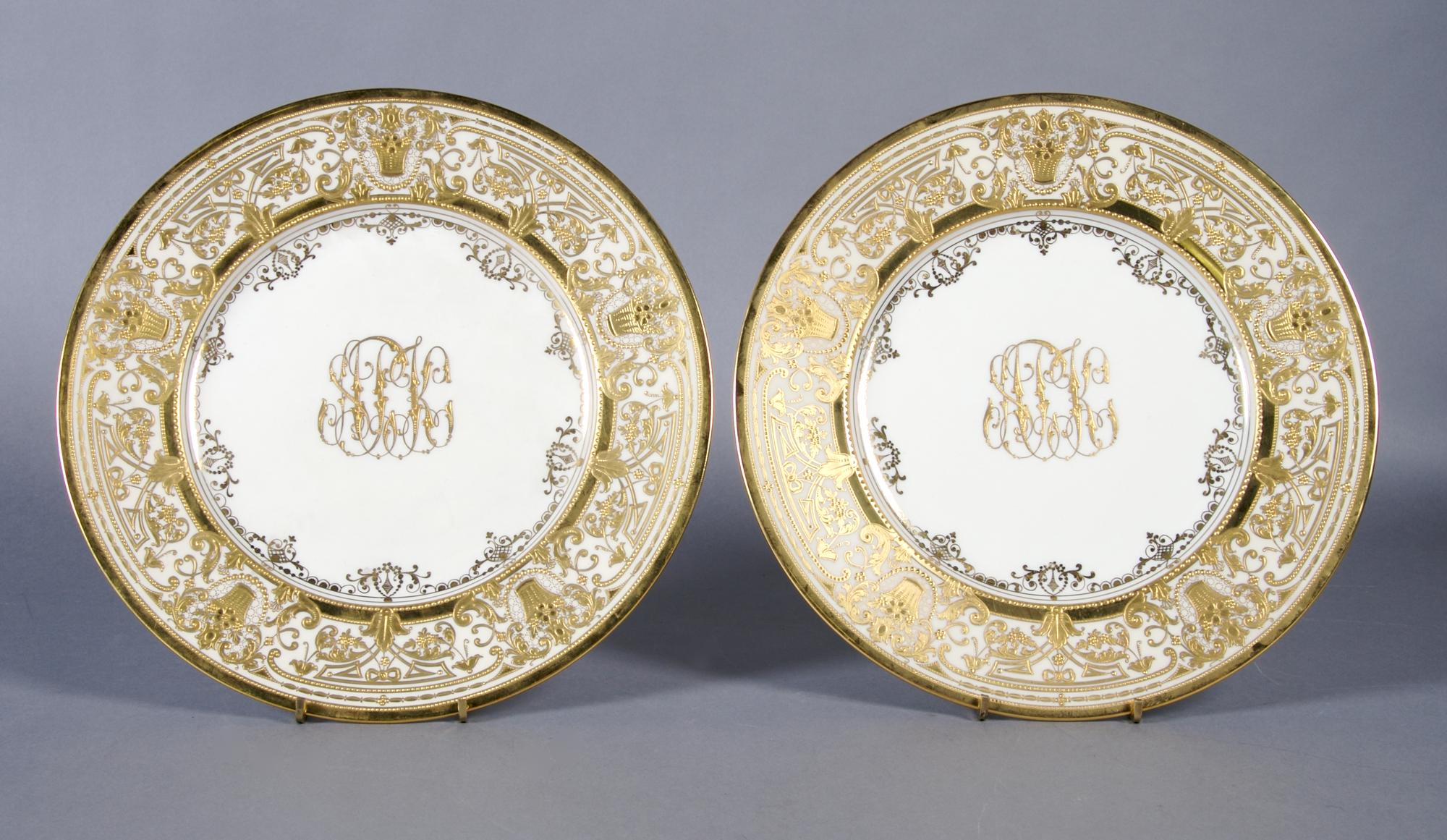 A Group of Twelve Porcelain Dinner Plates, K.P.M., Diameter 10 1/2 inches.