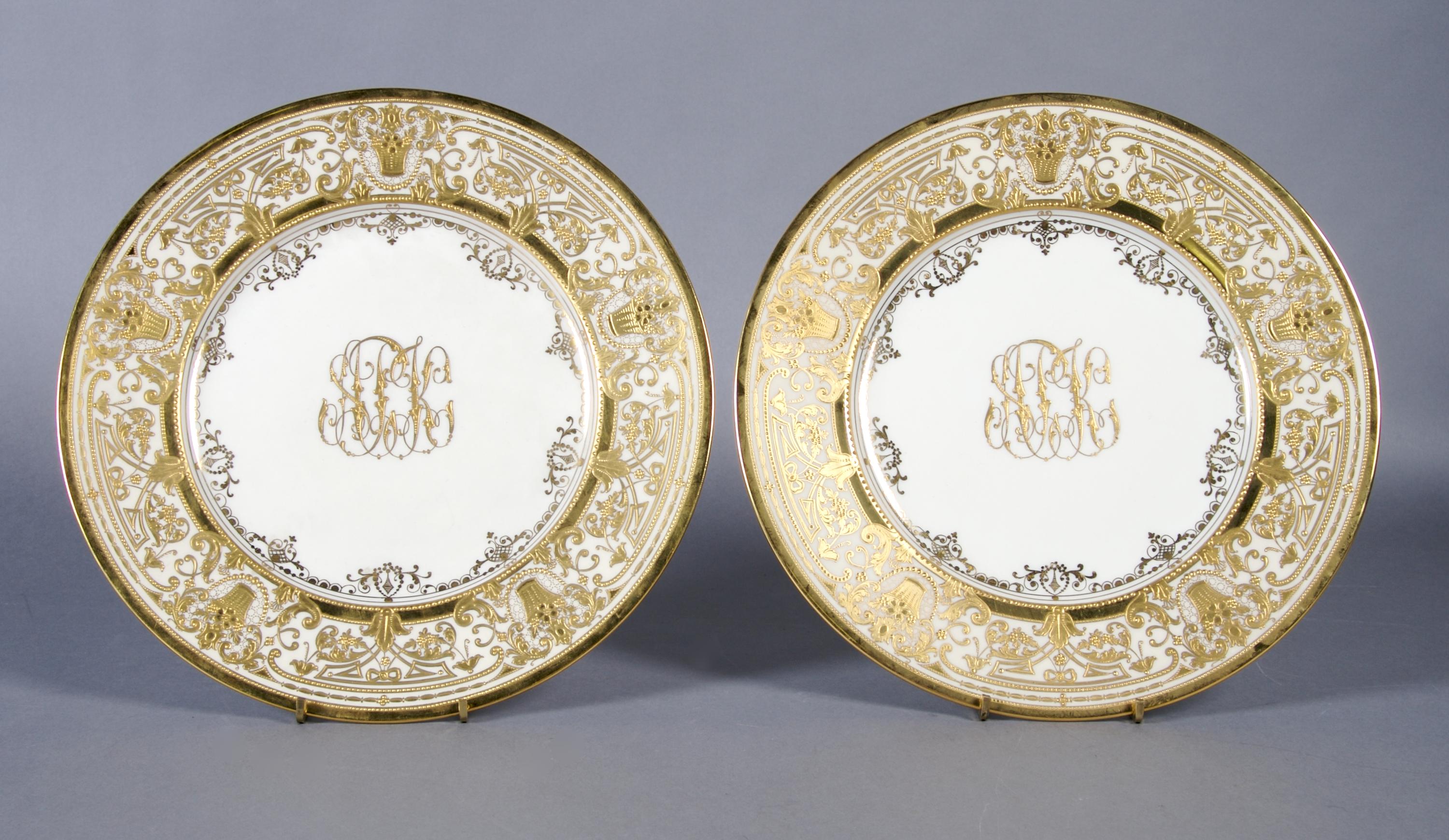 A Group of Twelve Porcelain Dinner Plates, K.P.M., Diameter 10 1/2 inches.