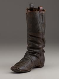 [CIVIL WAR]. Crutch with carved initials and boot.
