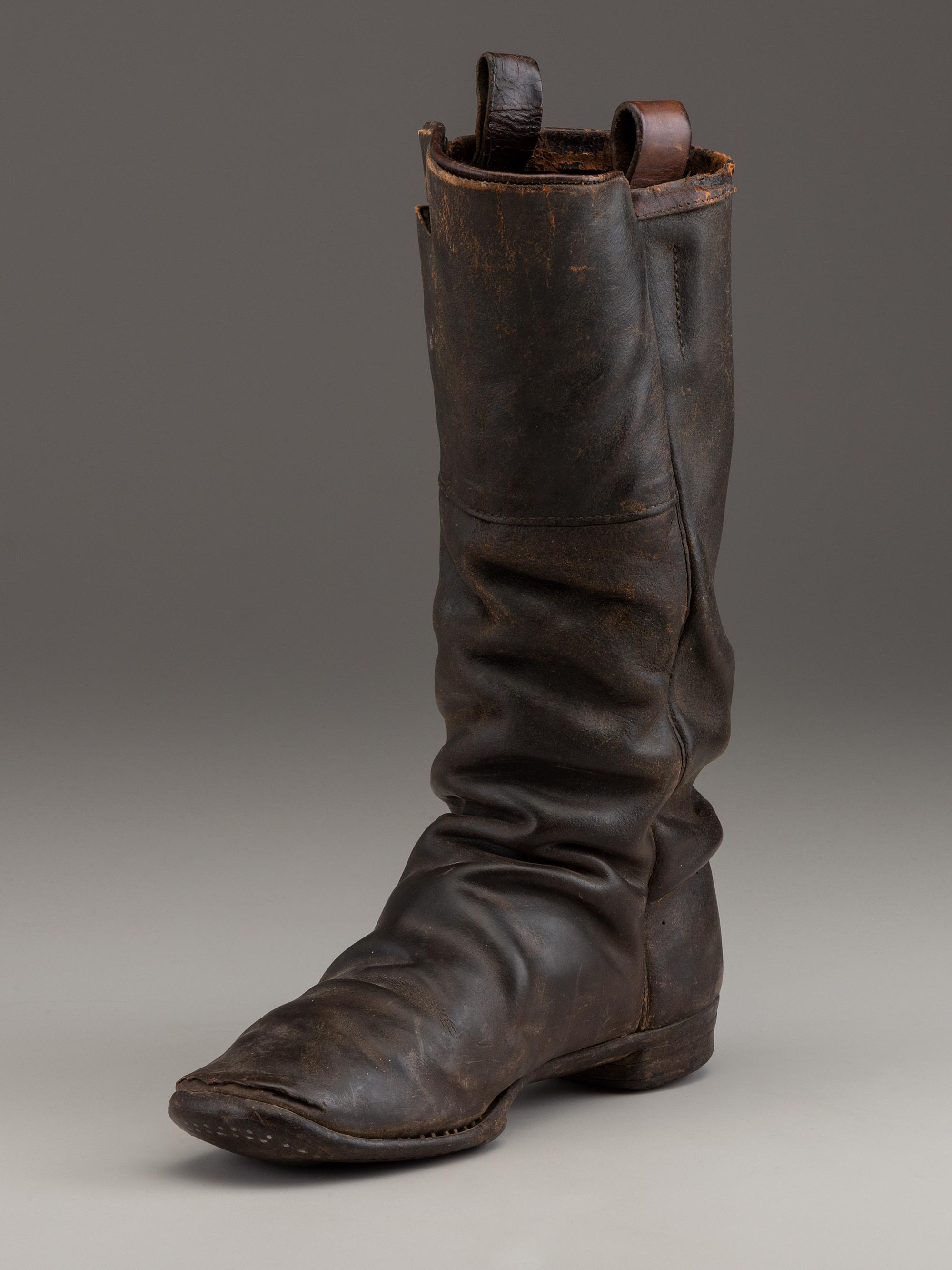 [CIVIL WAR]. Crutch with carved initials and boot.