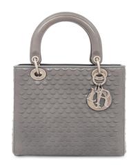 Christian Dior Gray Scalloped Leather Lady Dior Bag, 2007