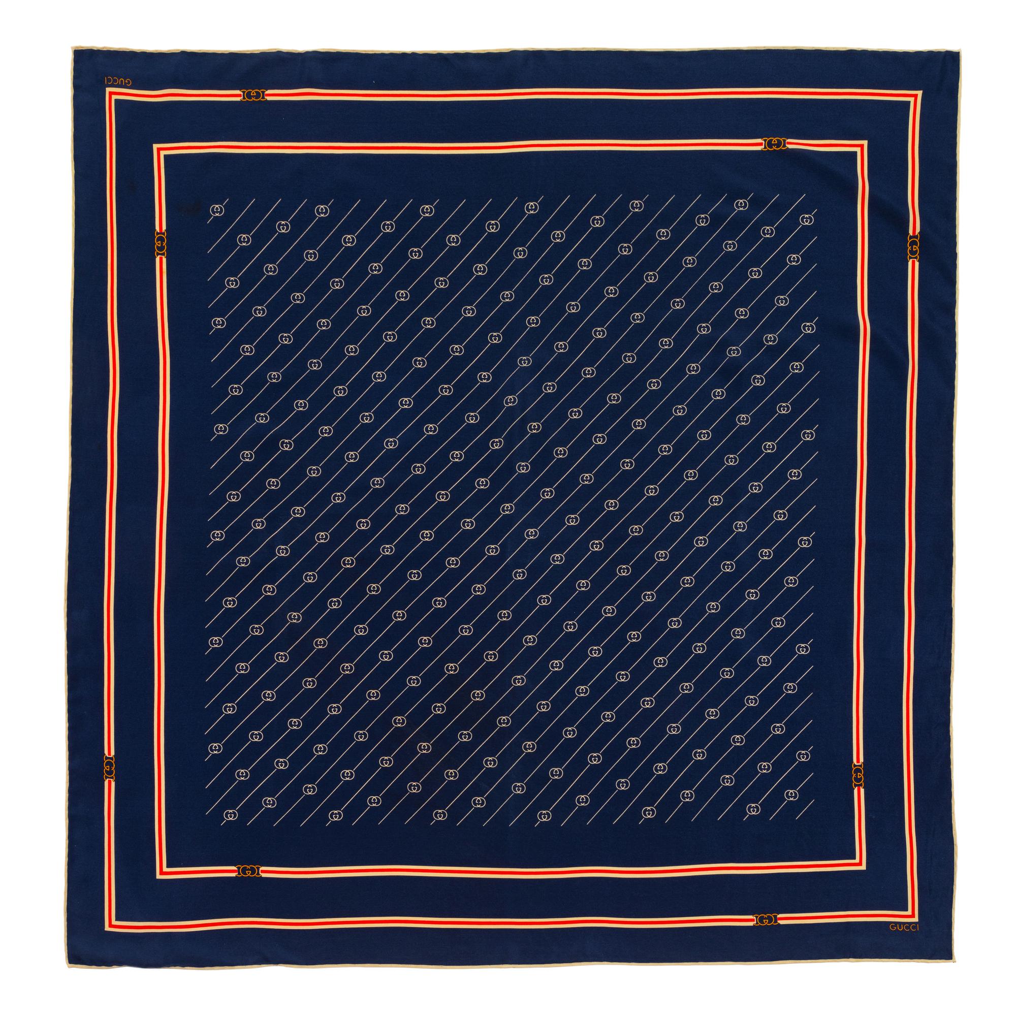 Two Gucci Silk Scarves, 1980-90s