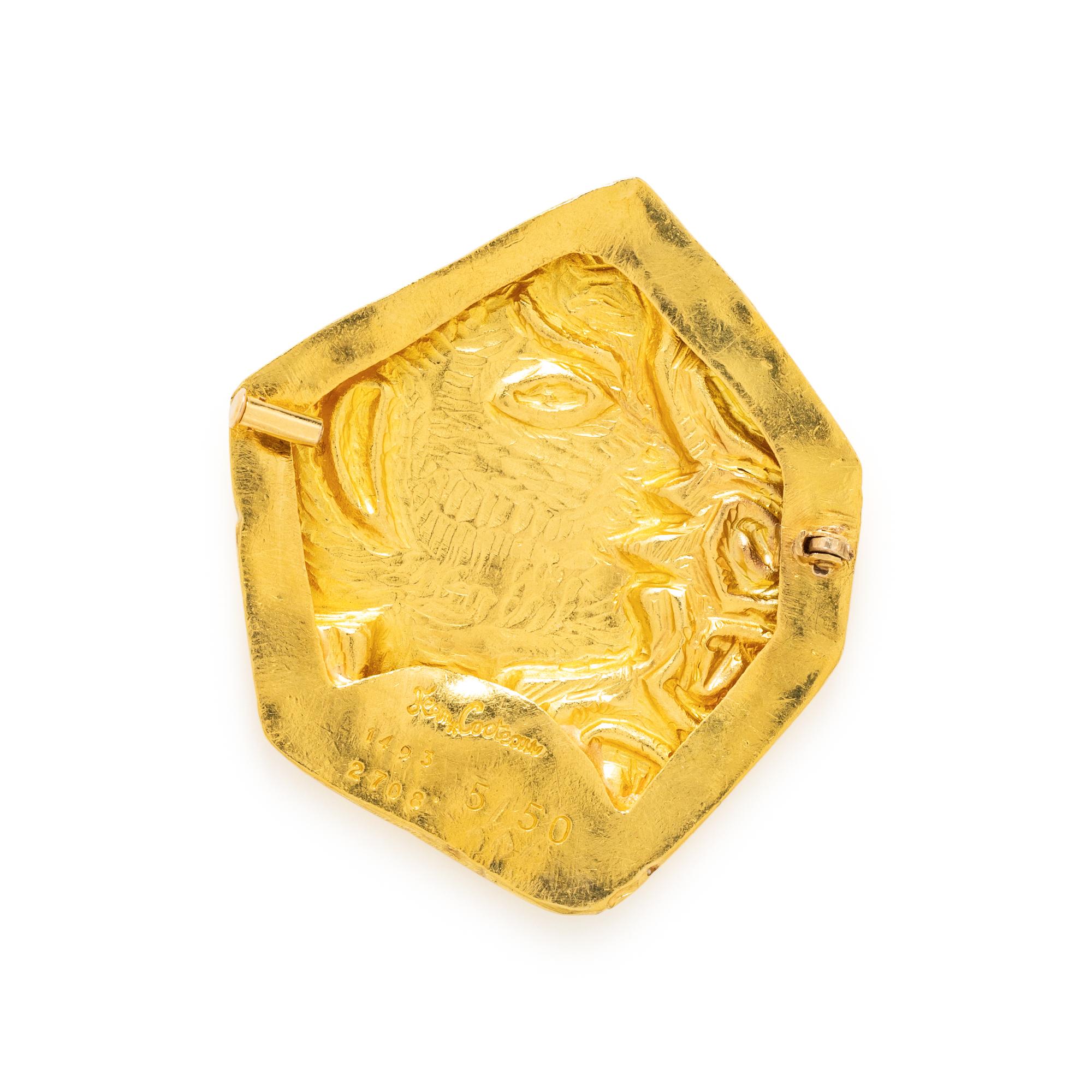 JEAN COCTEAU, HIGH KARAT GOLD 'LE PROFIL' BROOCH
