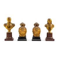 Two Pairs of Painted and Giltwood Bookends