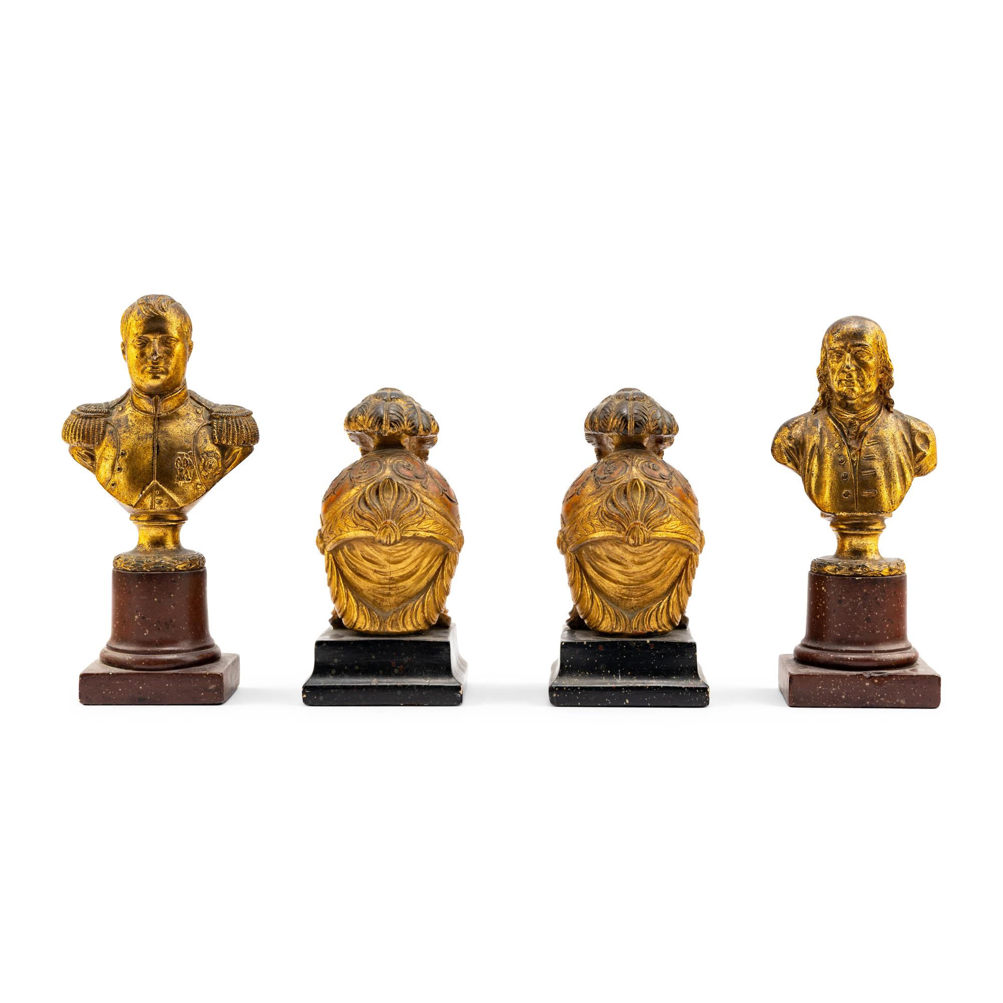 Two Pairs of Painted and Giltwood Bookends