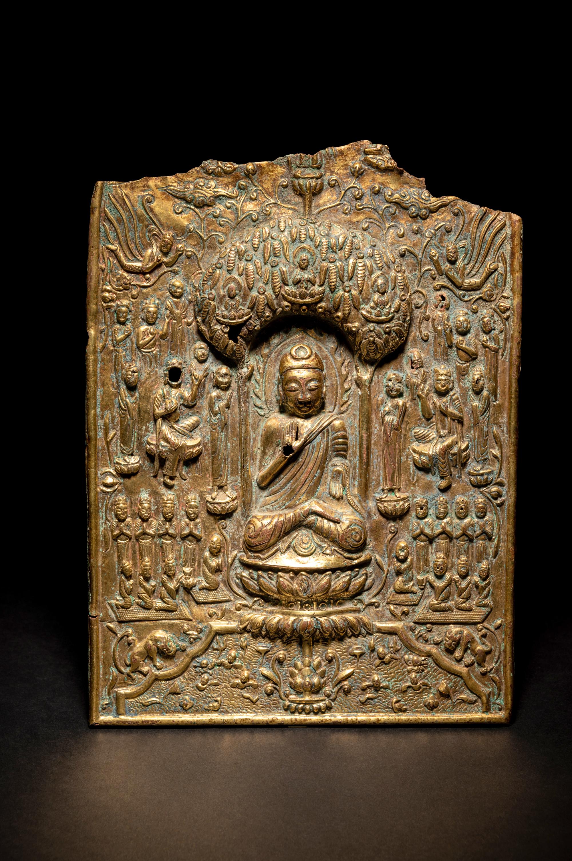 A Gilt-Copper Repoussé 'Buddhist' Votive Plaque