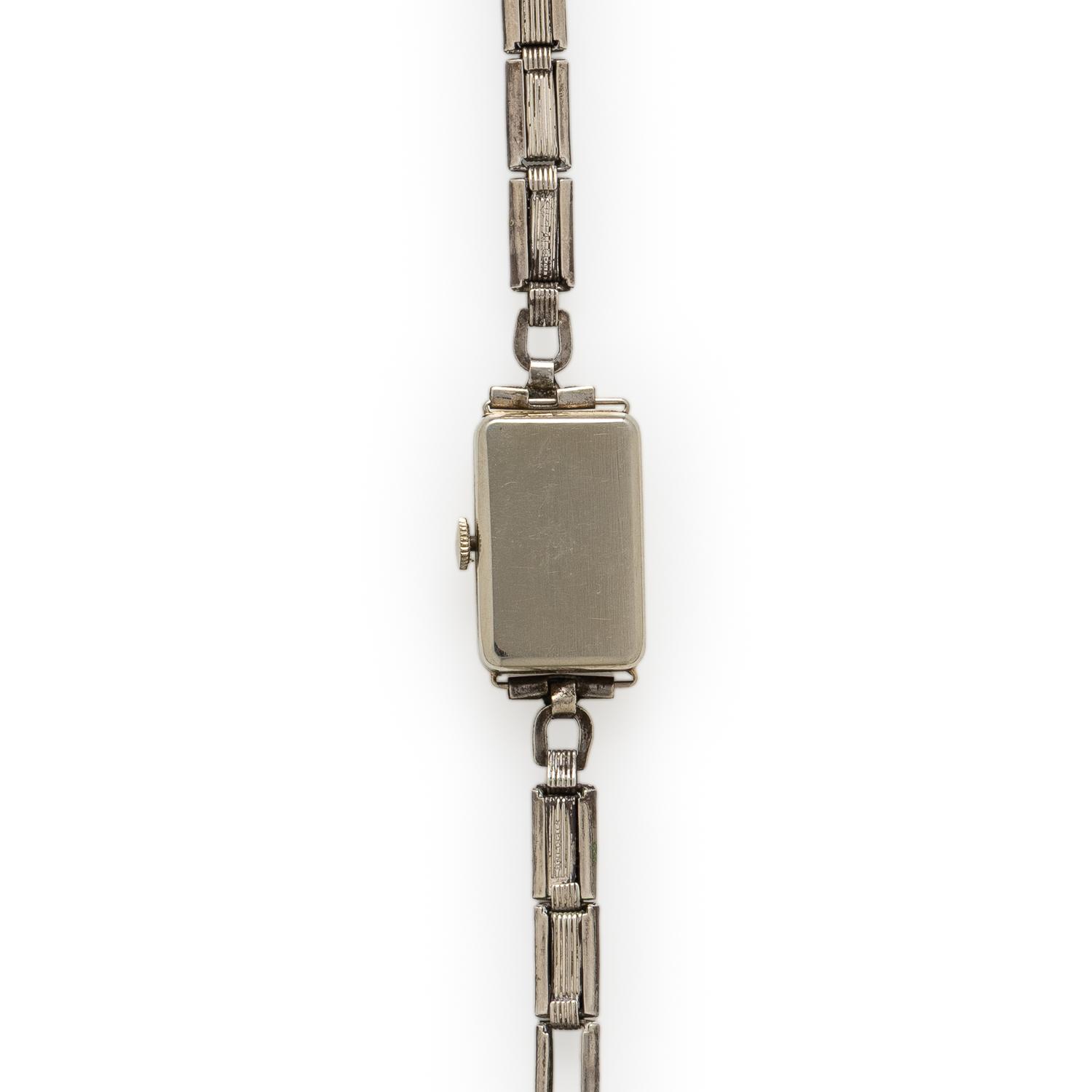Art Deco, Elgin, White Gold, Sterling Silver, and Enamel Watch