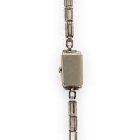 Art Deco, Elgin, White Gold, Sterling Silver, and Enamel Watch