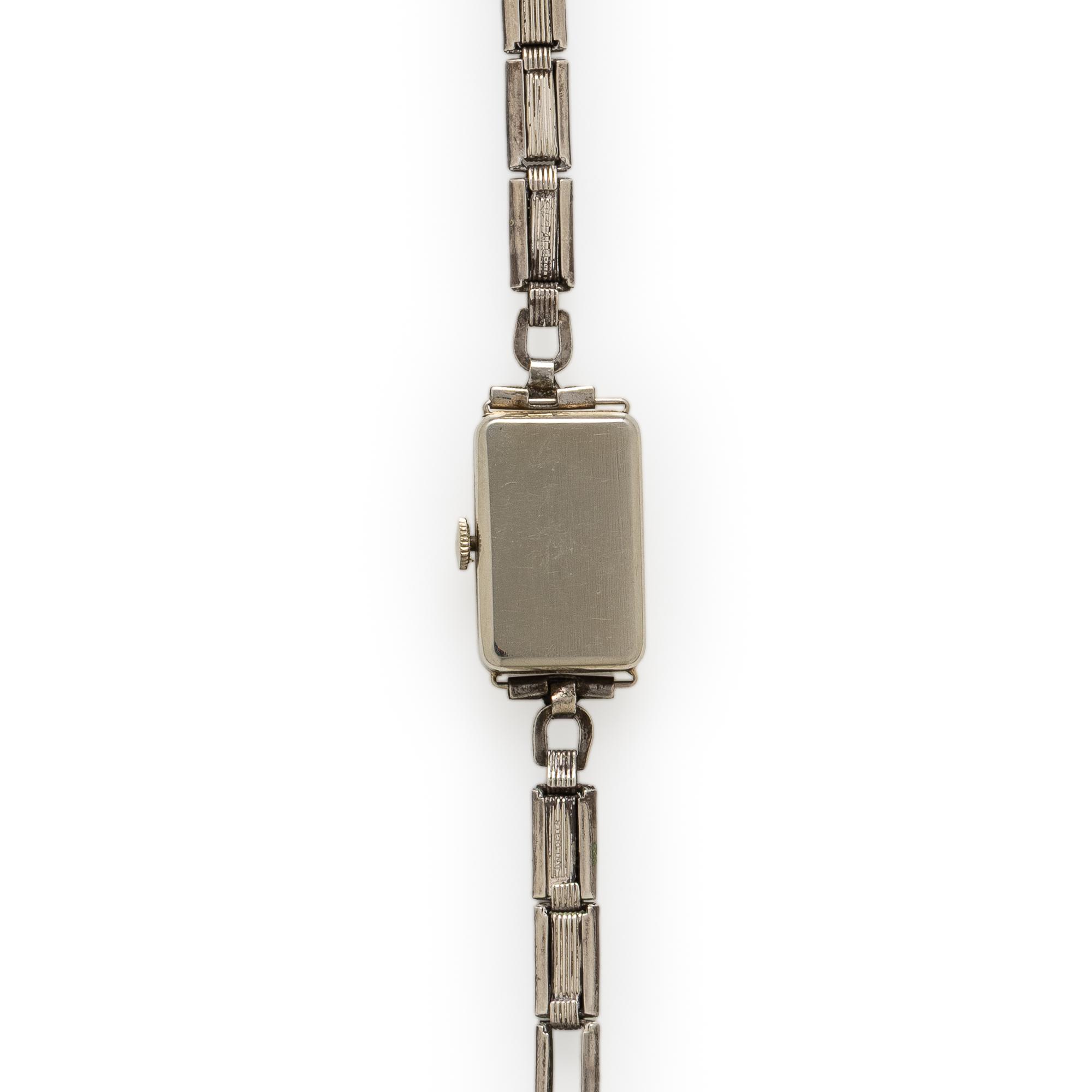 Art Deco, Elgin, White Gold, Sterling Silver, and Enamel Watch