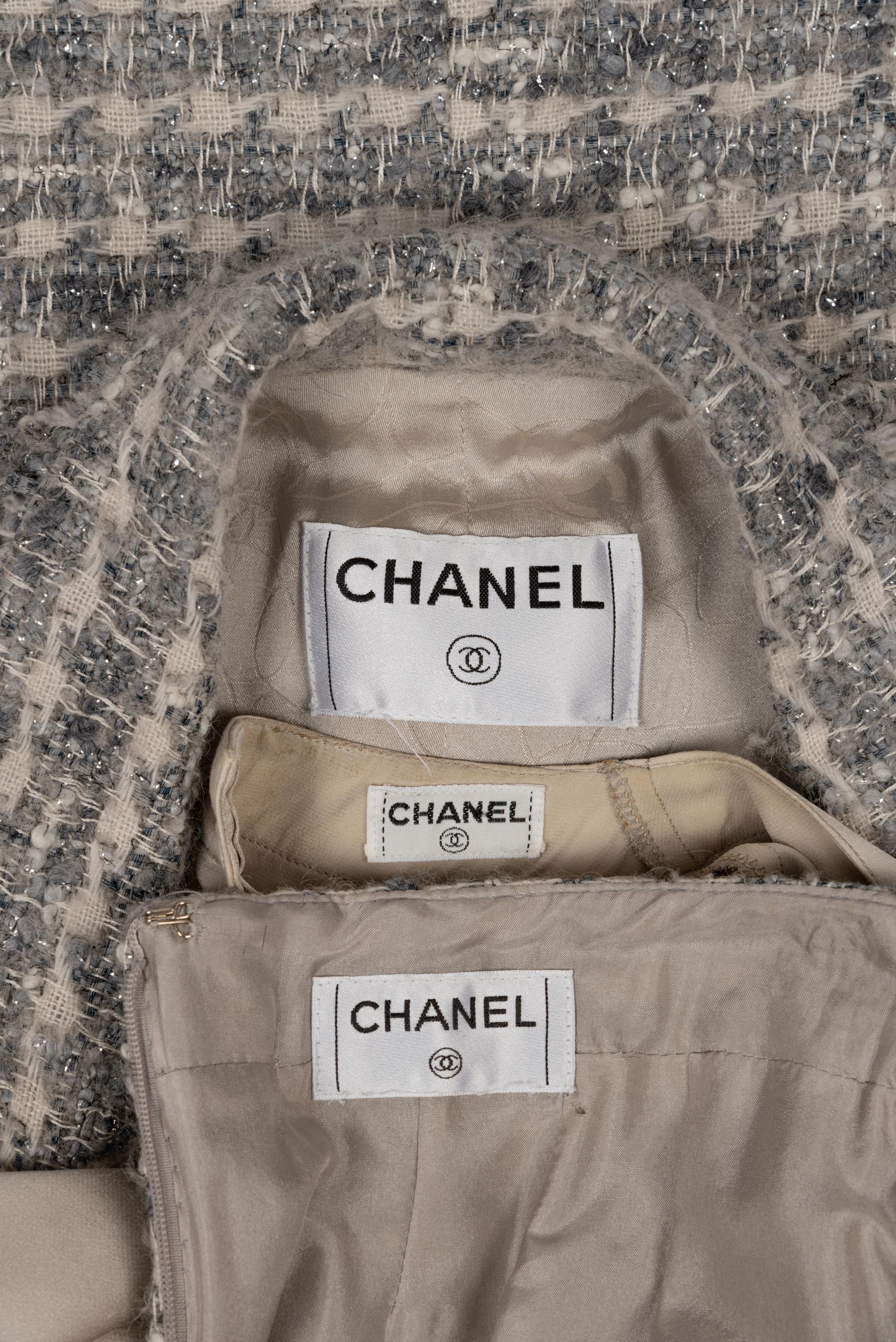 Chanel Silver Skirt Suit, 2010s